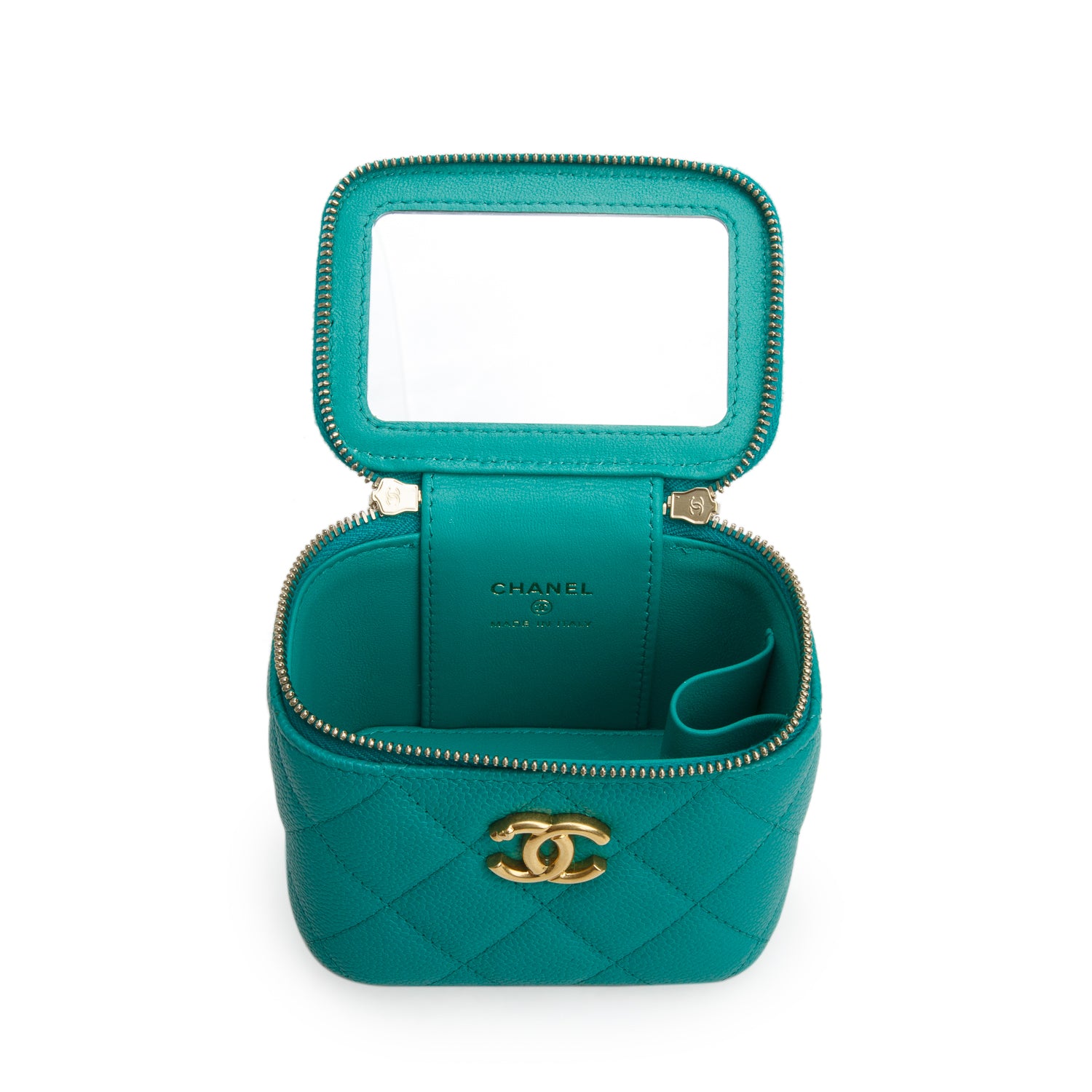 Chanel Green Caviar Leather Mini Heart Crush Vanity Case