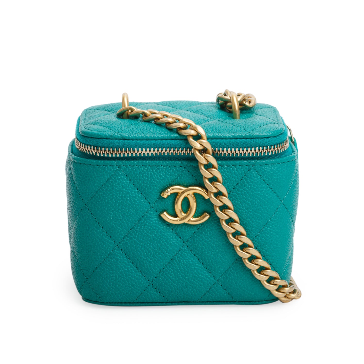 Chanel Green Caviar Leather Mini Heart Crush Vanity Case
