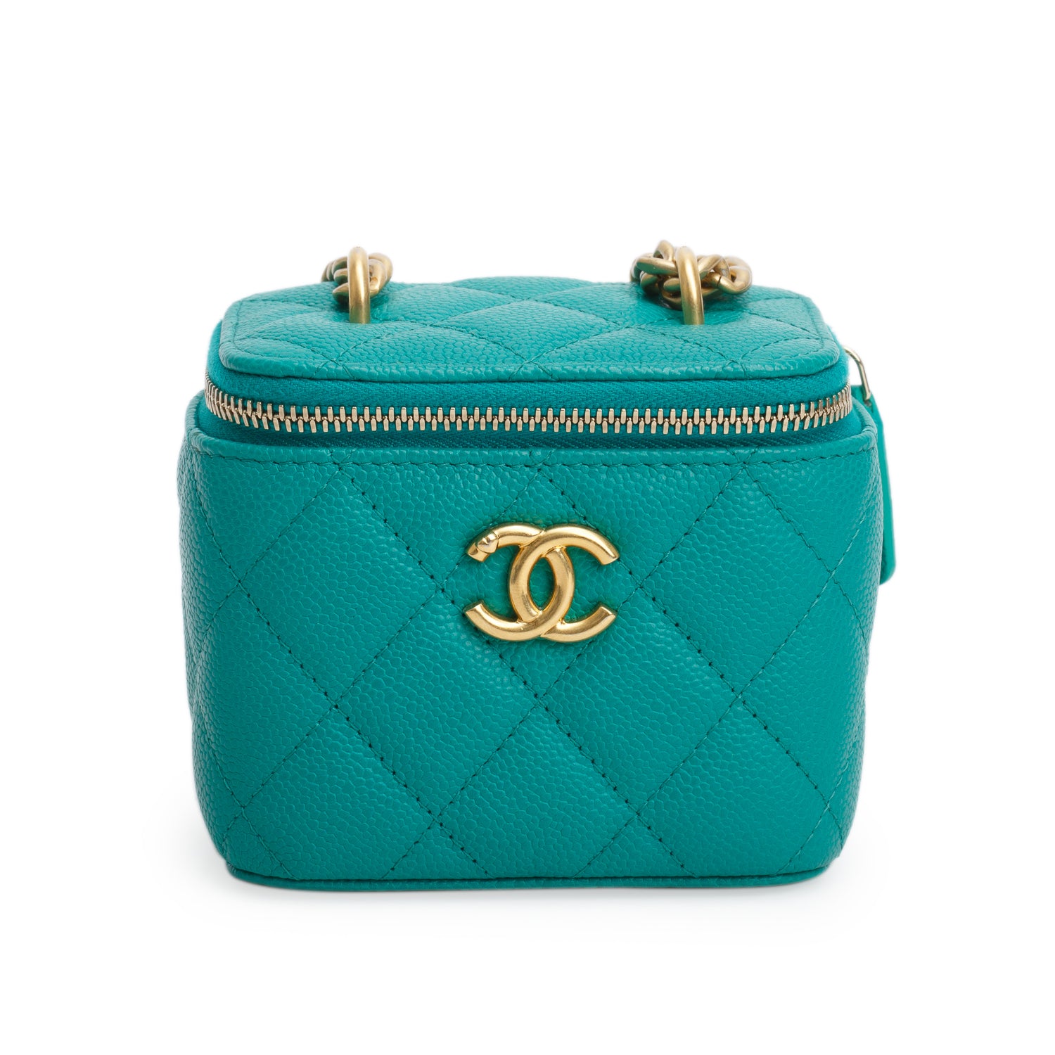 Chanel Green Caviar Leather Mini Heart Crush Vanity Case