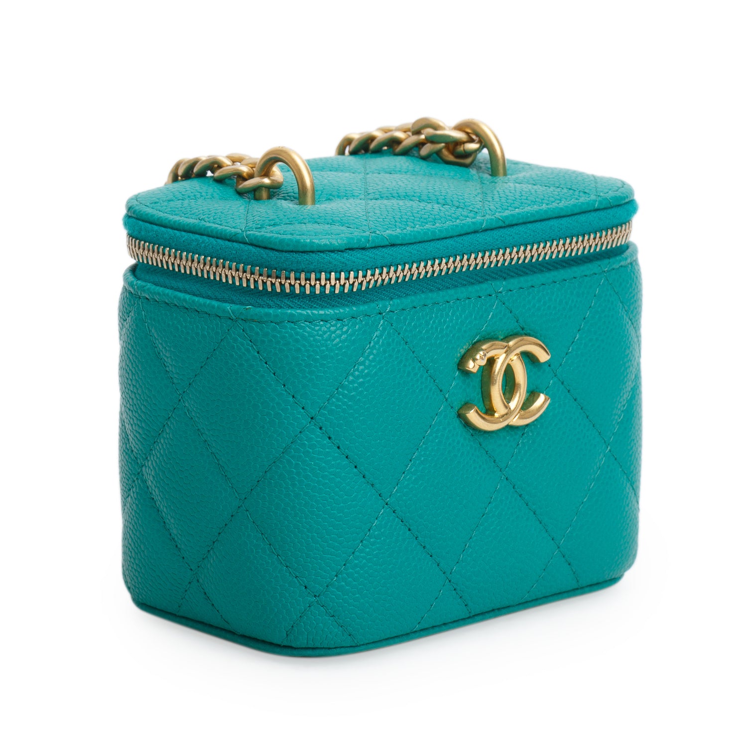 Chanel Green Caviar Leather Mini Heart Crush Vanity Case