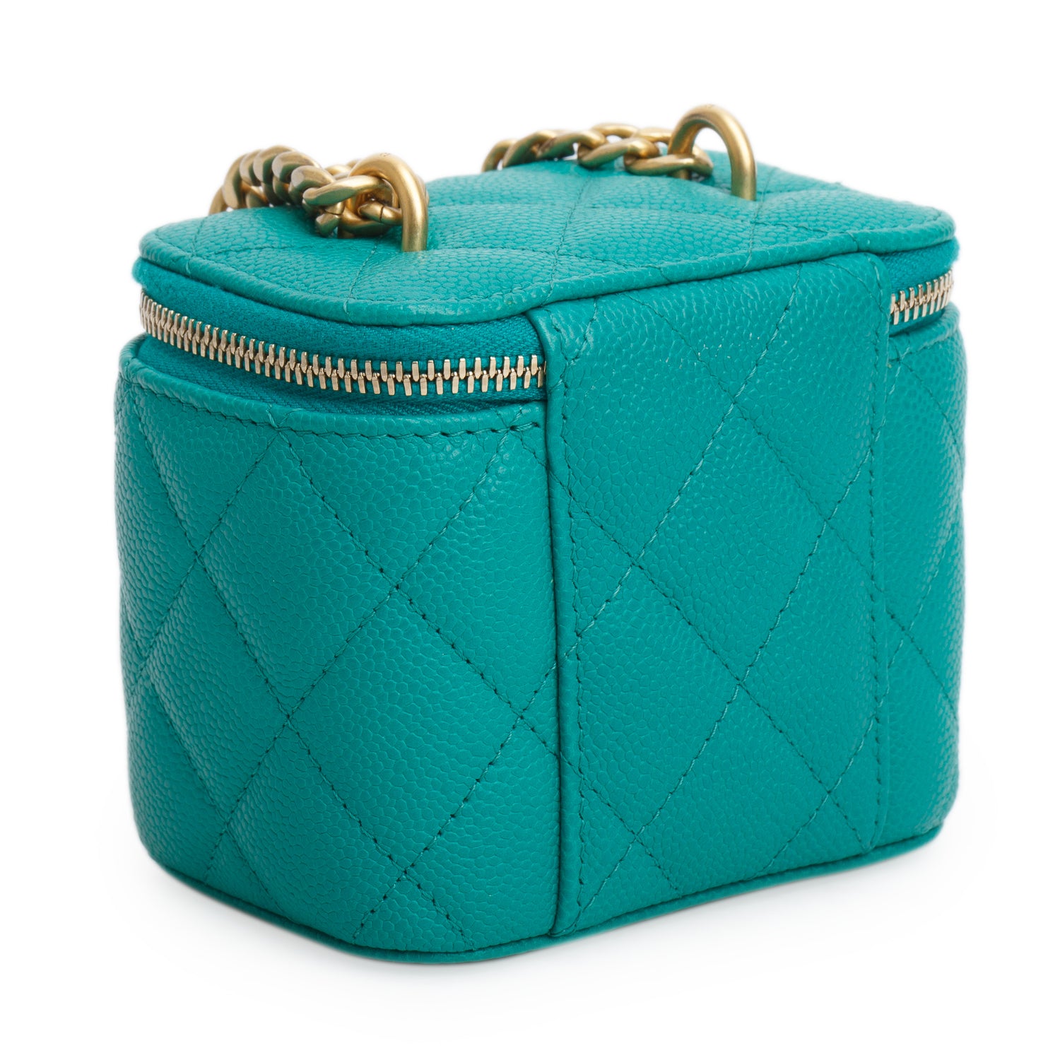 Chanel Green Caviar Leather Mini Heart Crush Vanity Case