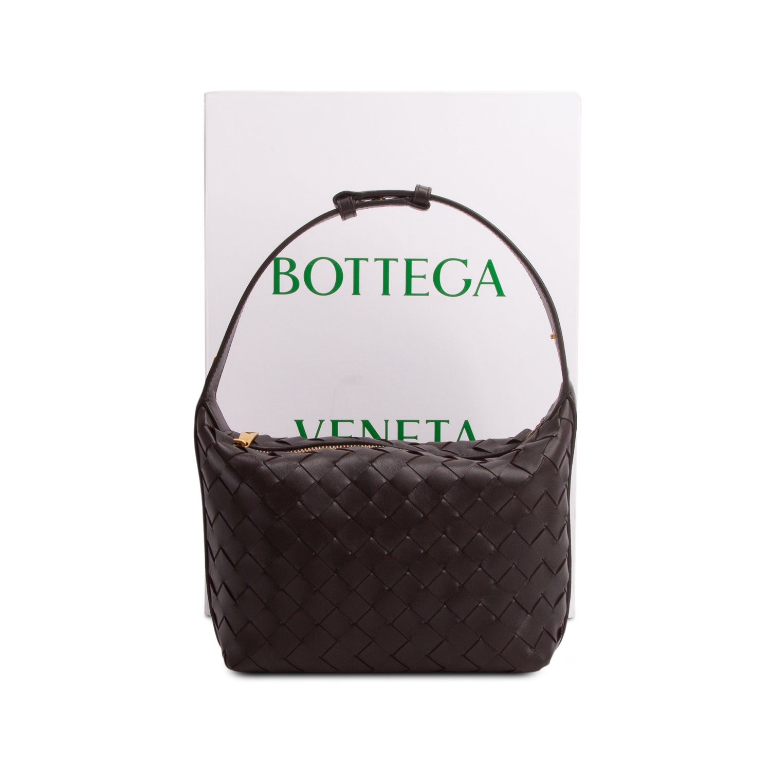 Bottega Veneta Brown Calfskin Nappa Intrecciato Mini Wallace w/ Box
