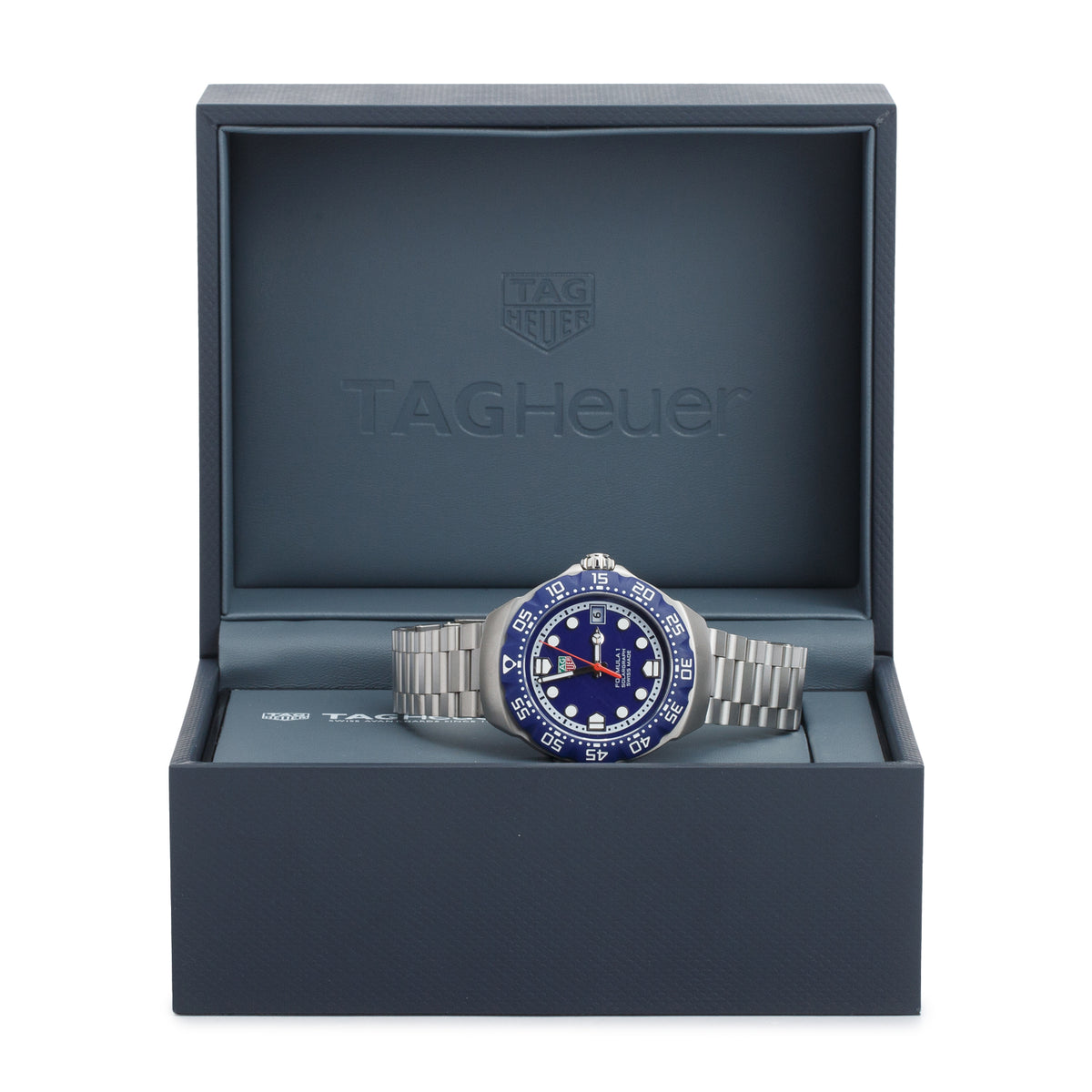 Tag Heuer Stainless Steel Formula 1 Solargraph 38 MM Quartz Watch Blue Dial WBY1112 w/ Box & Papers