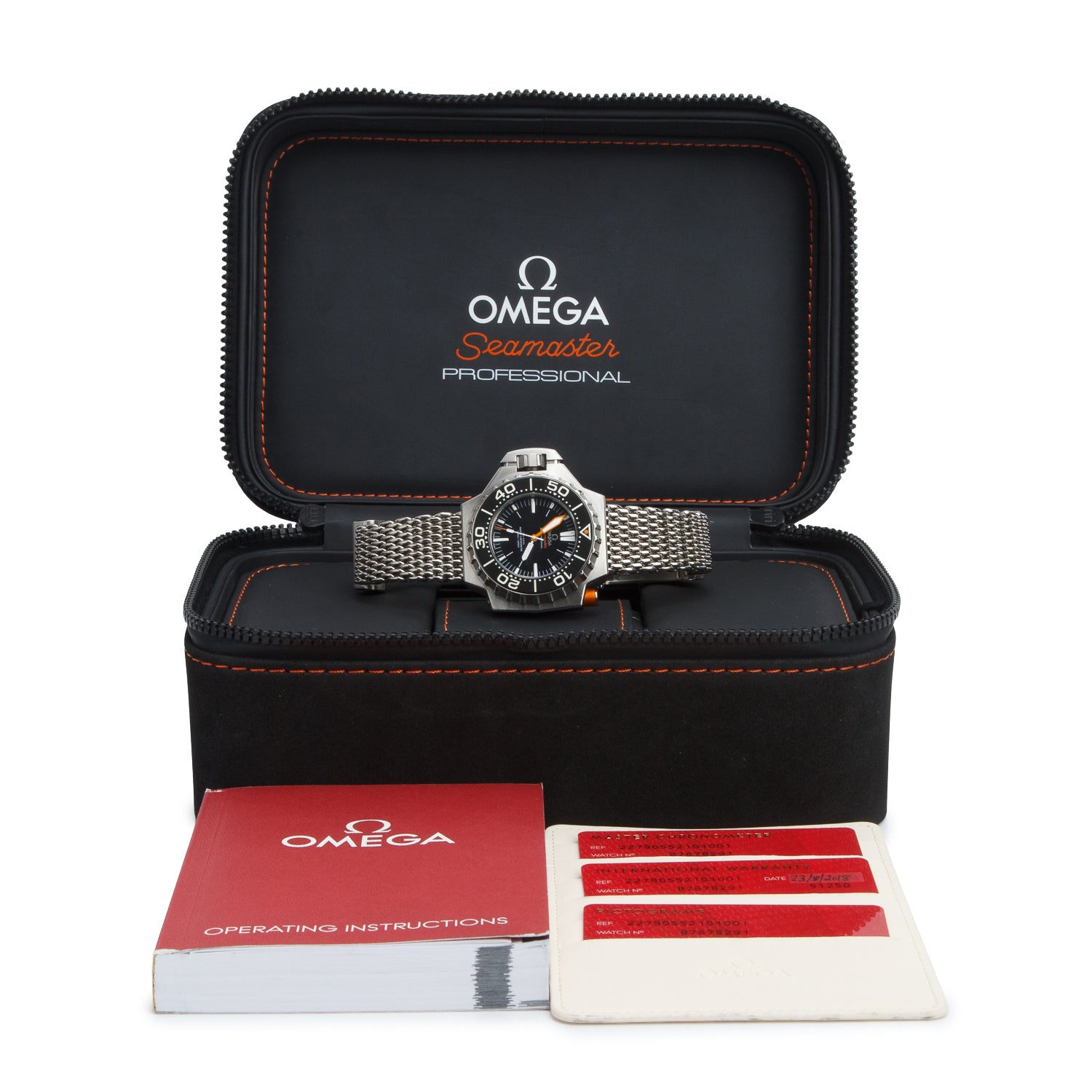 Omega Titanium Seamaster Ploprof 55 MM Lefty Automatic Watch Black Dial w/ Box & Papers