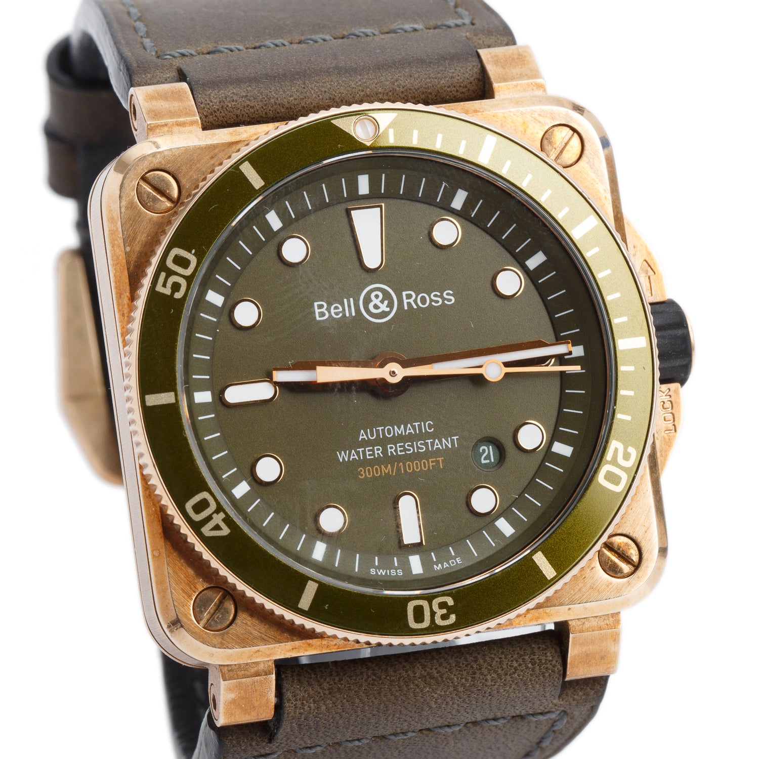 Bell & Ross Bronze & Stainless Steel BR03-92 42 MM Automatic Watch Green Dial w/ Box & Papers