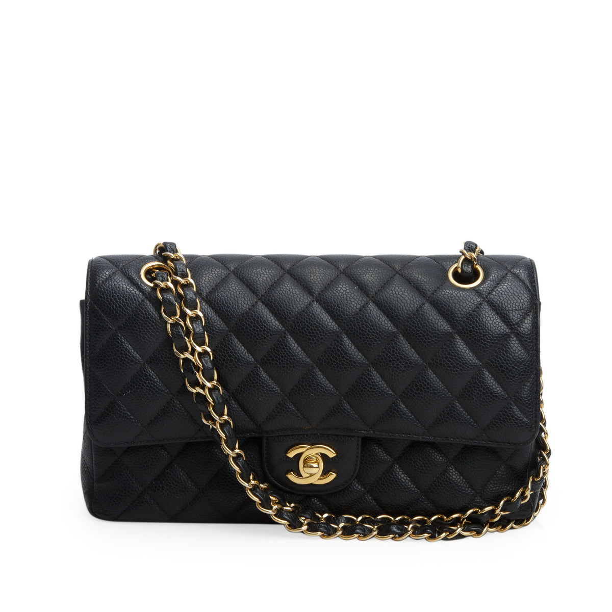 Chanel Black Caviar Quilted Medium Double Flap Bag w/ Authenticity Card & Receipt