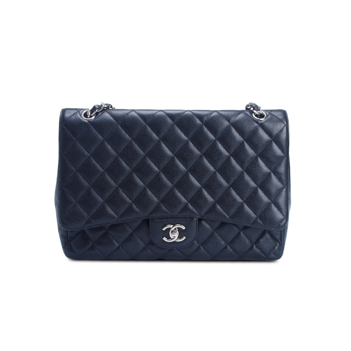 Chanel Black Caviar Quilted Maxi Single Flap w/ Authenticity Card