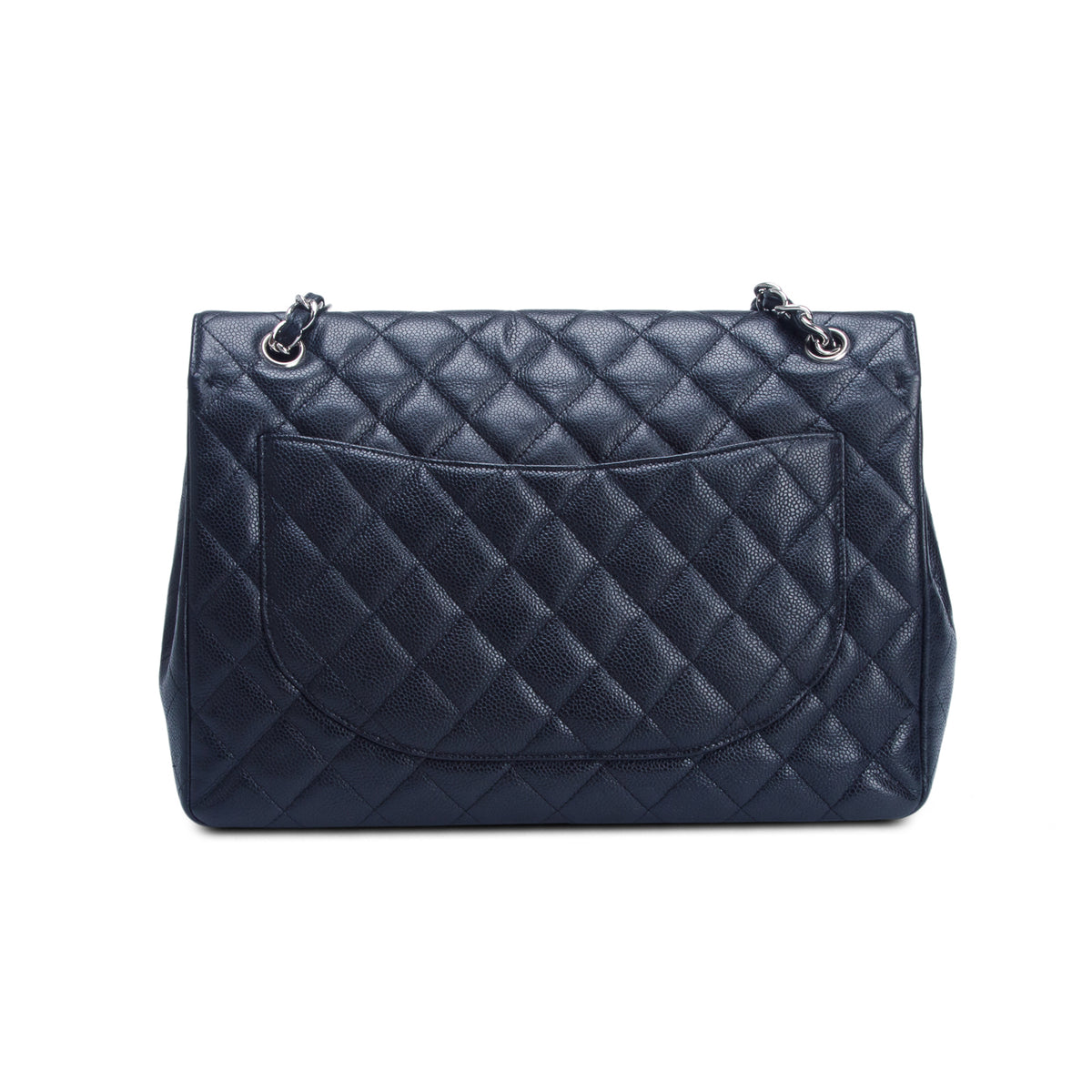 Chanel Black Caviar Quilted Maxi Single Flap w/ Authenticity Card