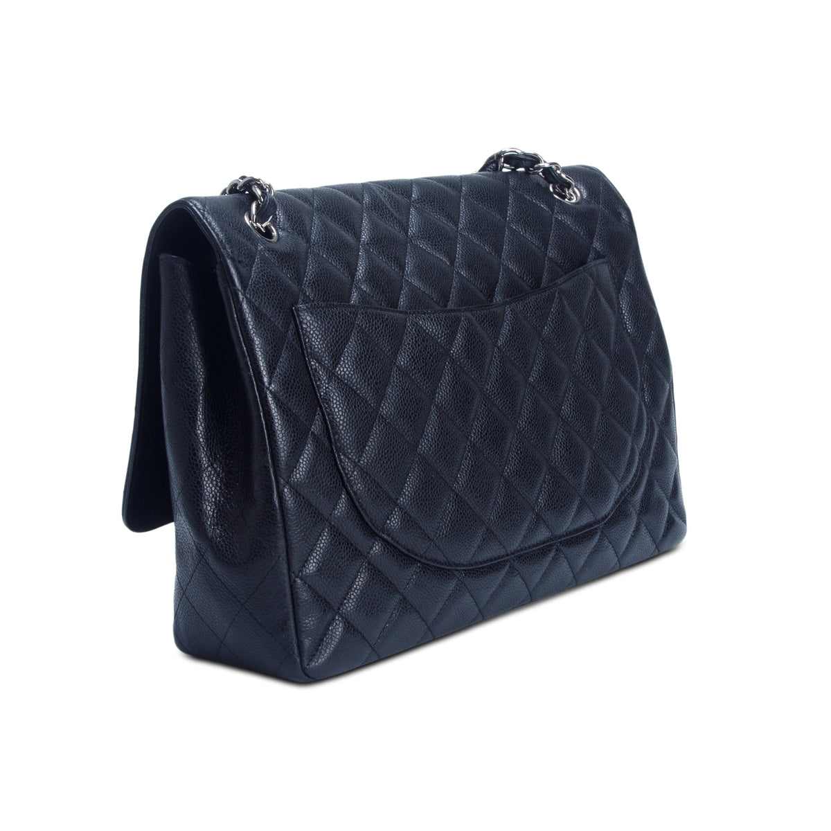 Chanel Black Caviar Quilted Maxi Single Flap w/ Authenticity Card