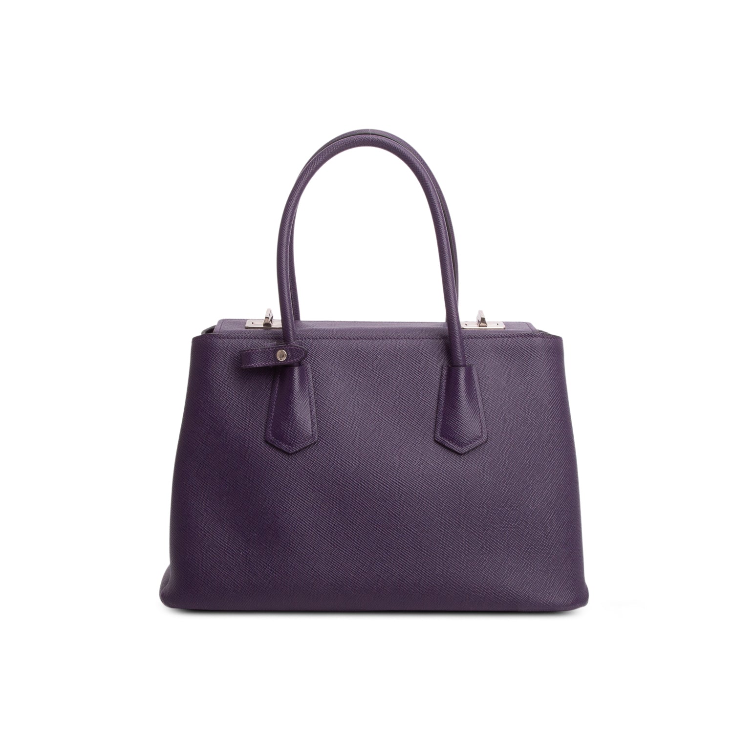 Prada Purple Saffiano Twist Lock Tote w/ Strap