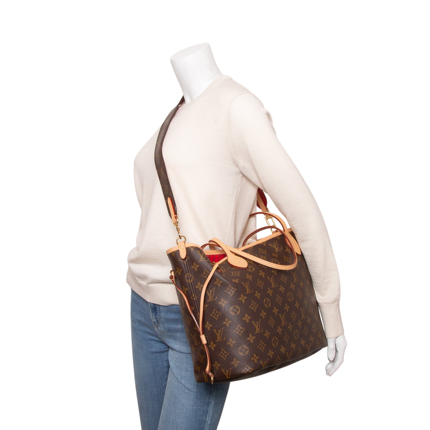 Louis Vuitton Monogram Neverfull Bandouliere Inside Out MM w/ Strap