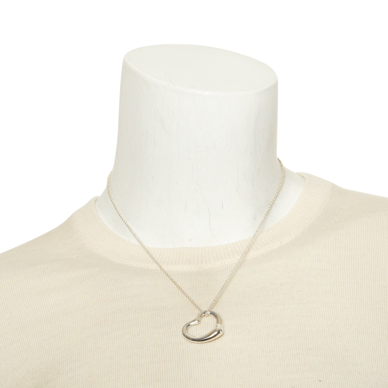 Tiffany & Co. Elsa Peretti Sterling Silver Open Heart Pendant Necklace, 27 MM