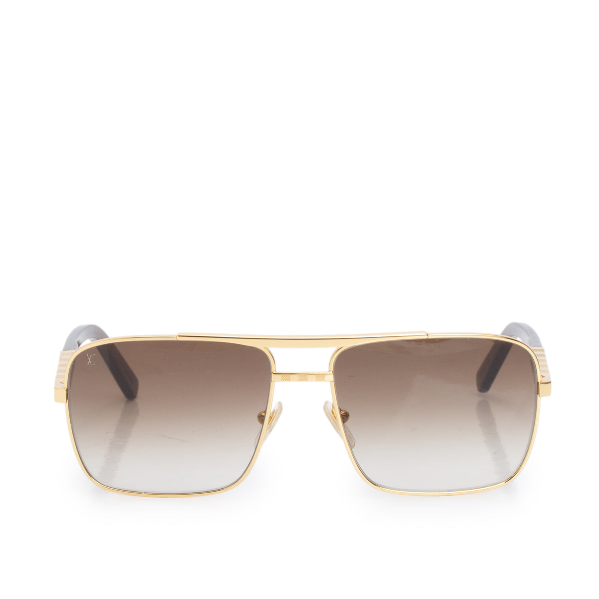 Louis Vuitton 2022 Z0259U Gold-Tone Damier Attitude Aviator Square Sunglasses w/ Box & Case