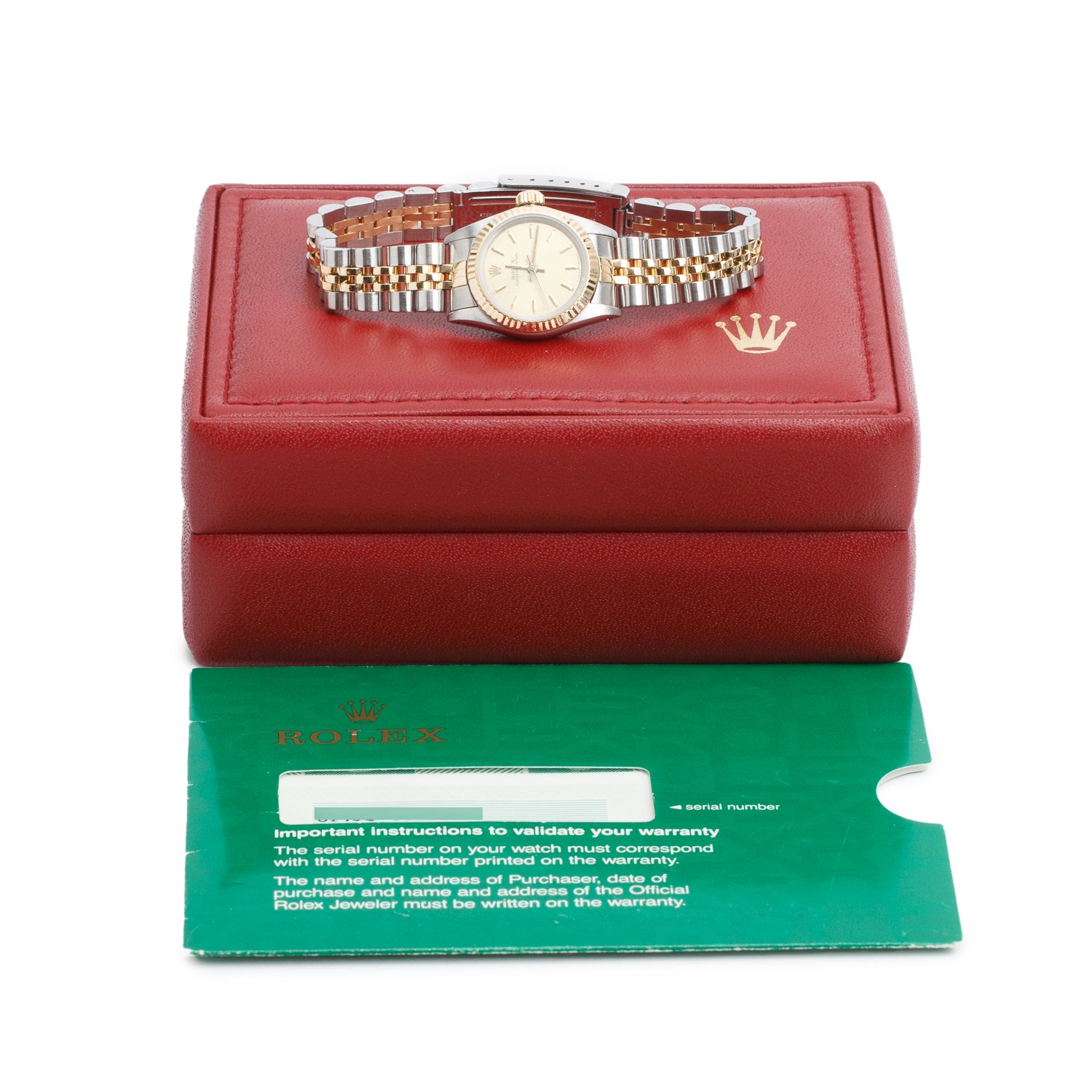 Rolex Stainless Steel & 18k Yellow Gold Oyster Perpetual 26 MM Watch Gold Dial 67193 w/ Box & Papers
