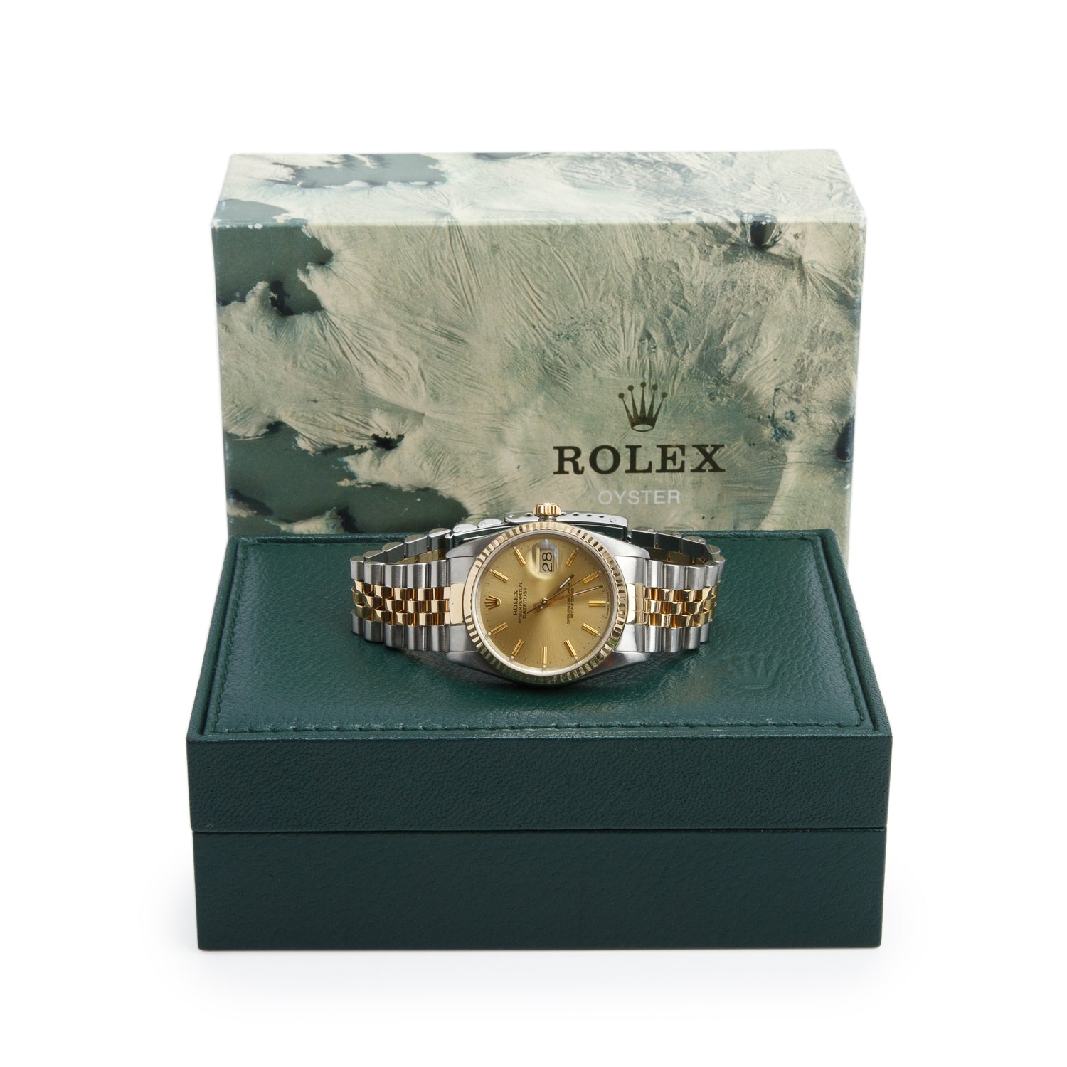 Rolex Stainless Steel & 18k Yellow Gold Datejust 36 MM Automatic Watch Gold Dial 16233 w/ Box