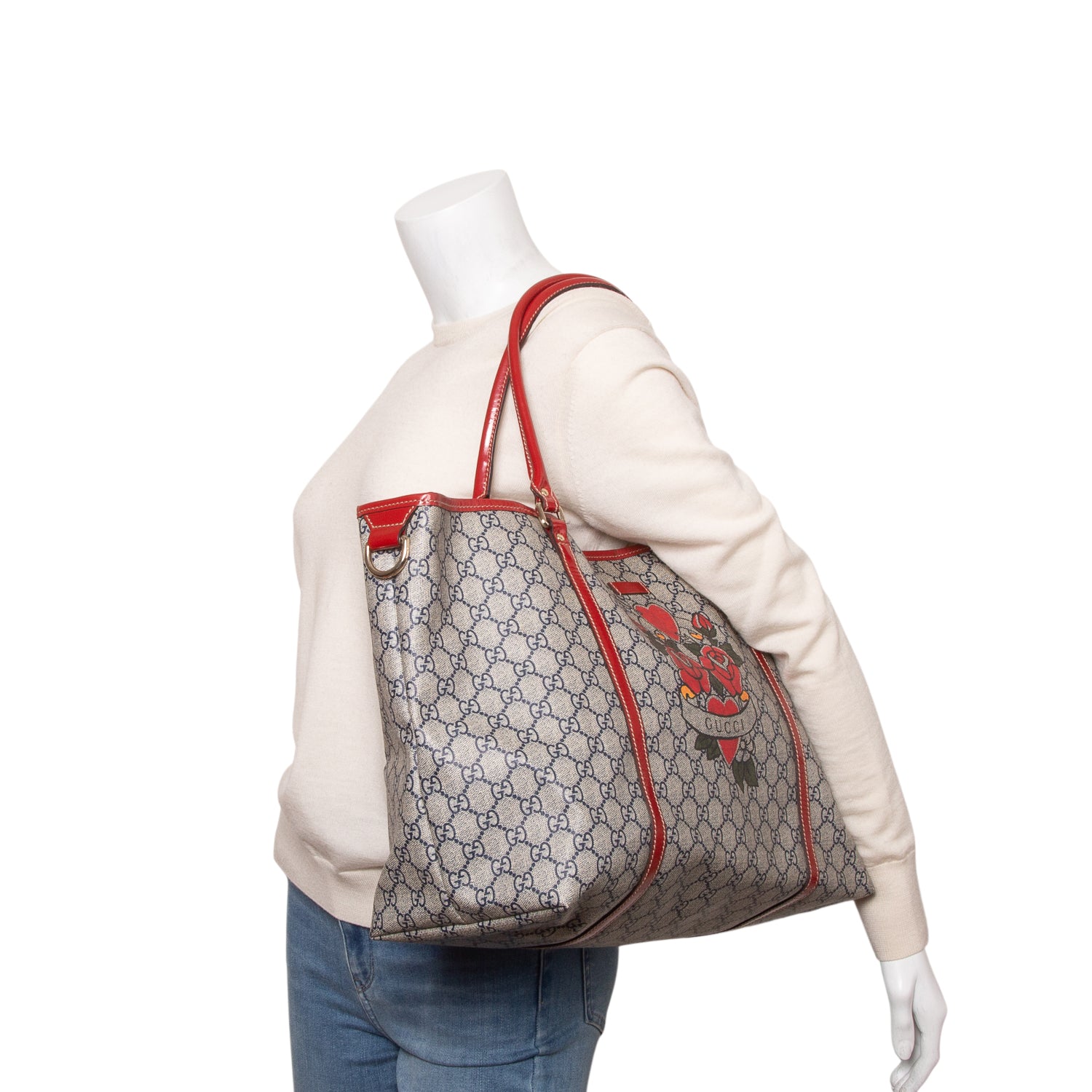 Gucci GG Plus Monogram Tattoo Heart Medium Joy Tote