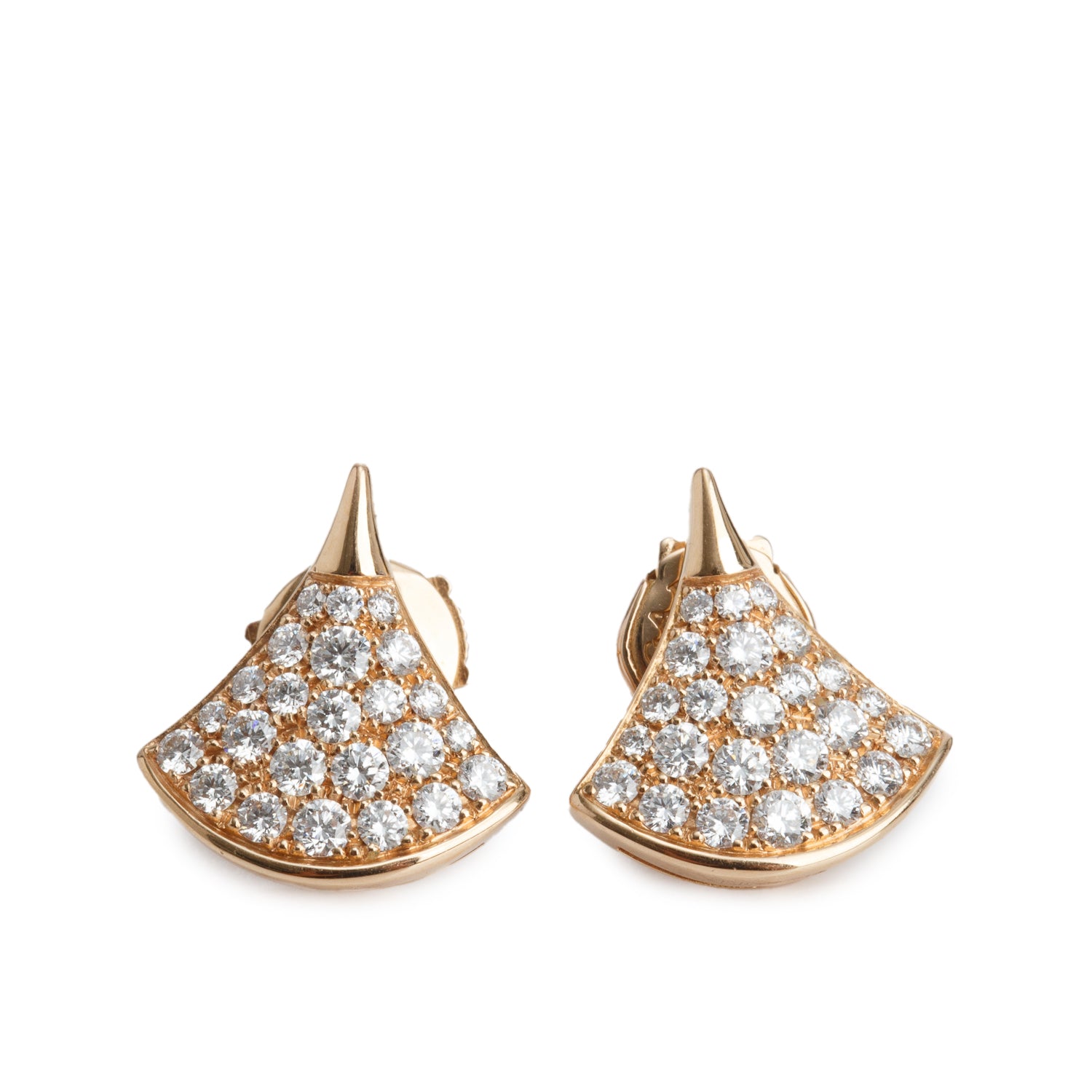 BVLGARI 18k Rose Gold Pave Diamond Diva's Dream Stud Earrings