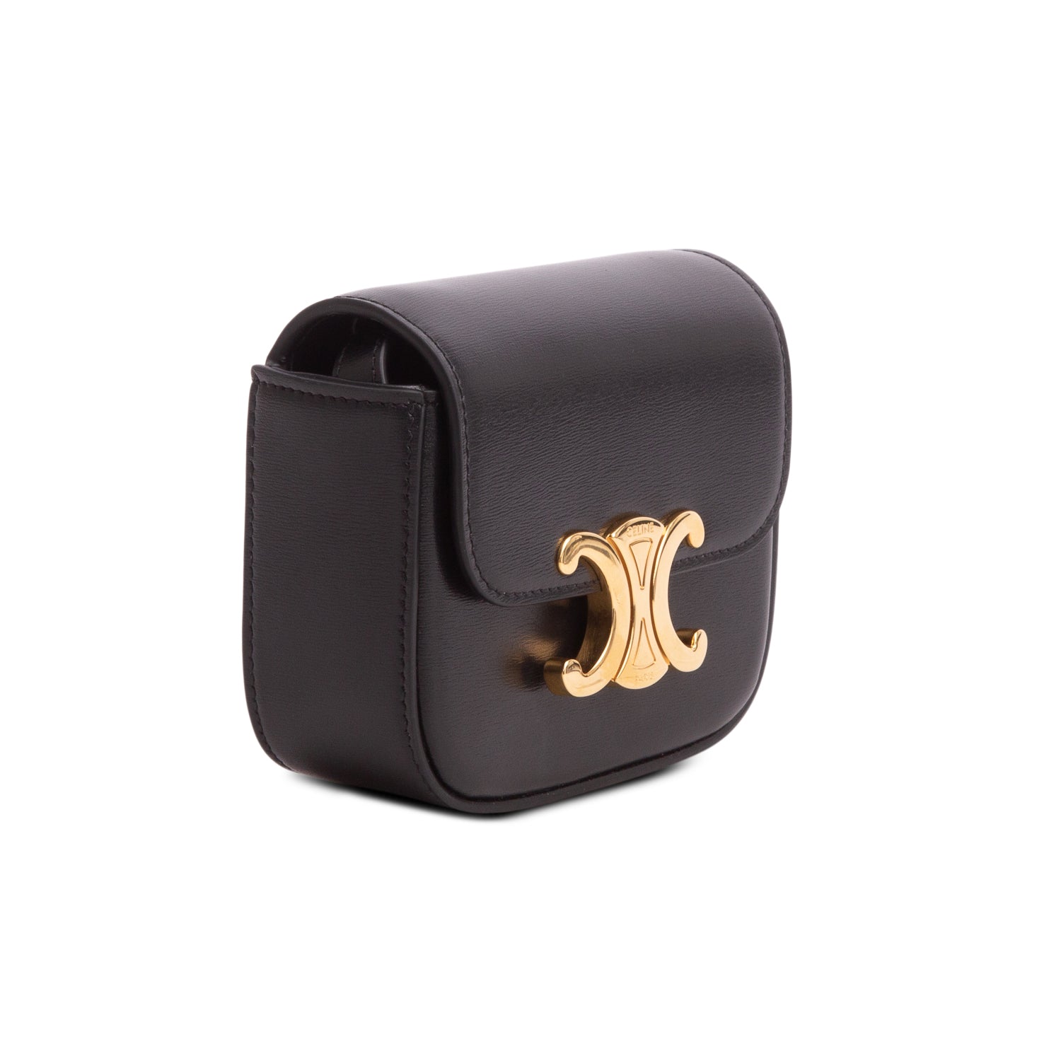 Celine 2022 Black Shiny Calfskin Mini Claude w/ Box & Strap