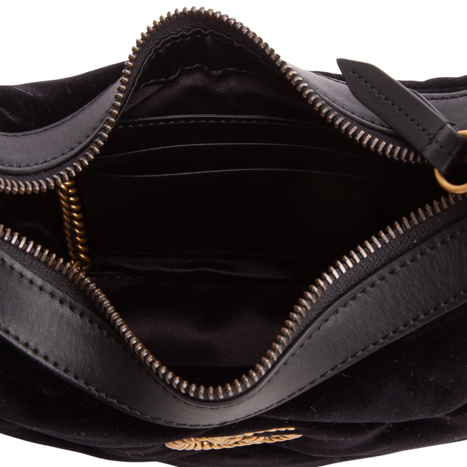 Gucci Black Velvet Matelasse Chevron Mini Torchon GG Marmont Half Moon Hobo w/ Box & Strap