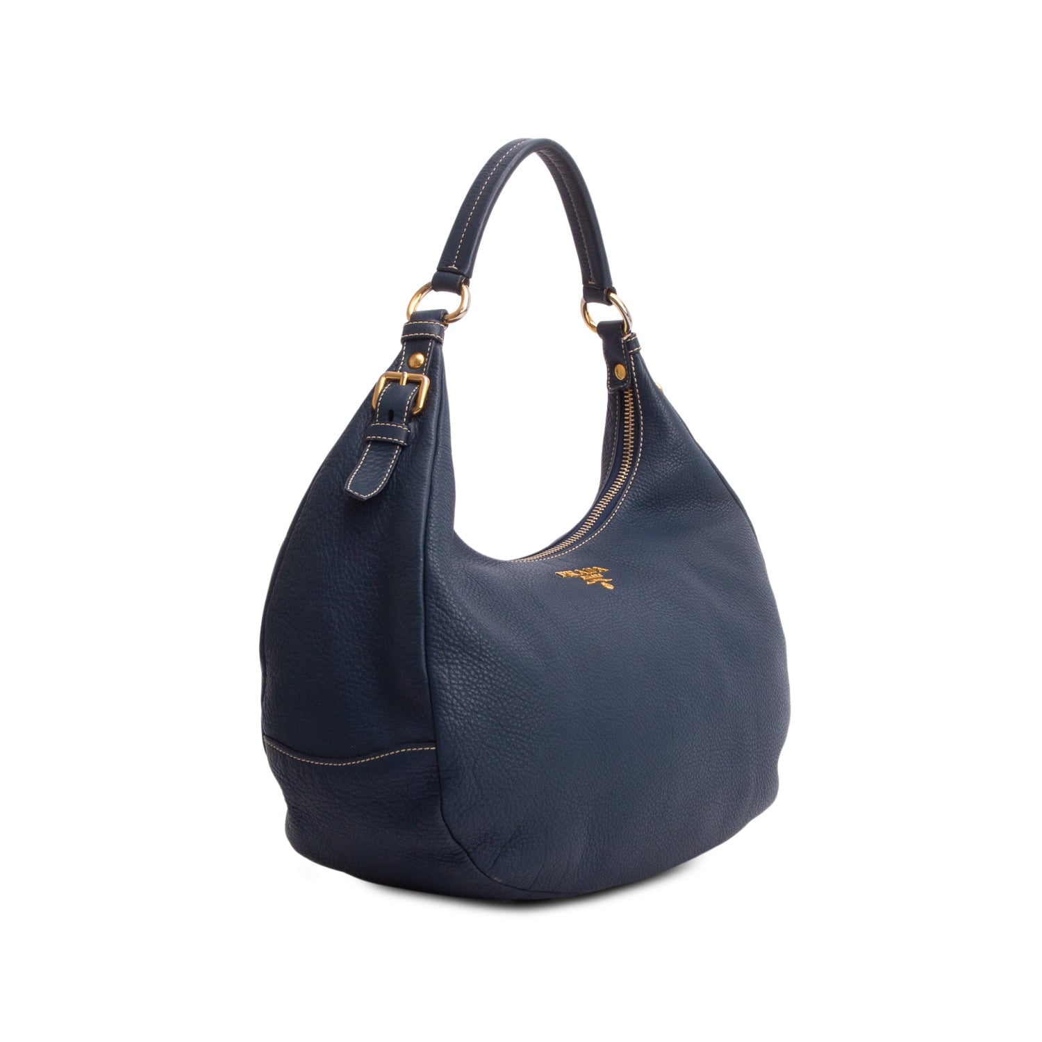 Prada Blue Vitello Phenix Hobo w/ Authenticity Card