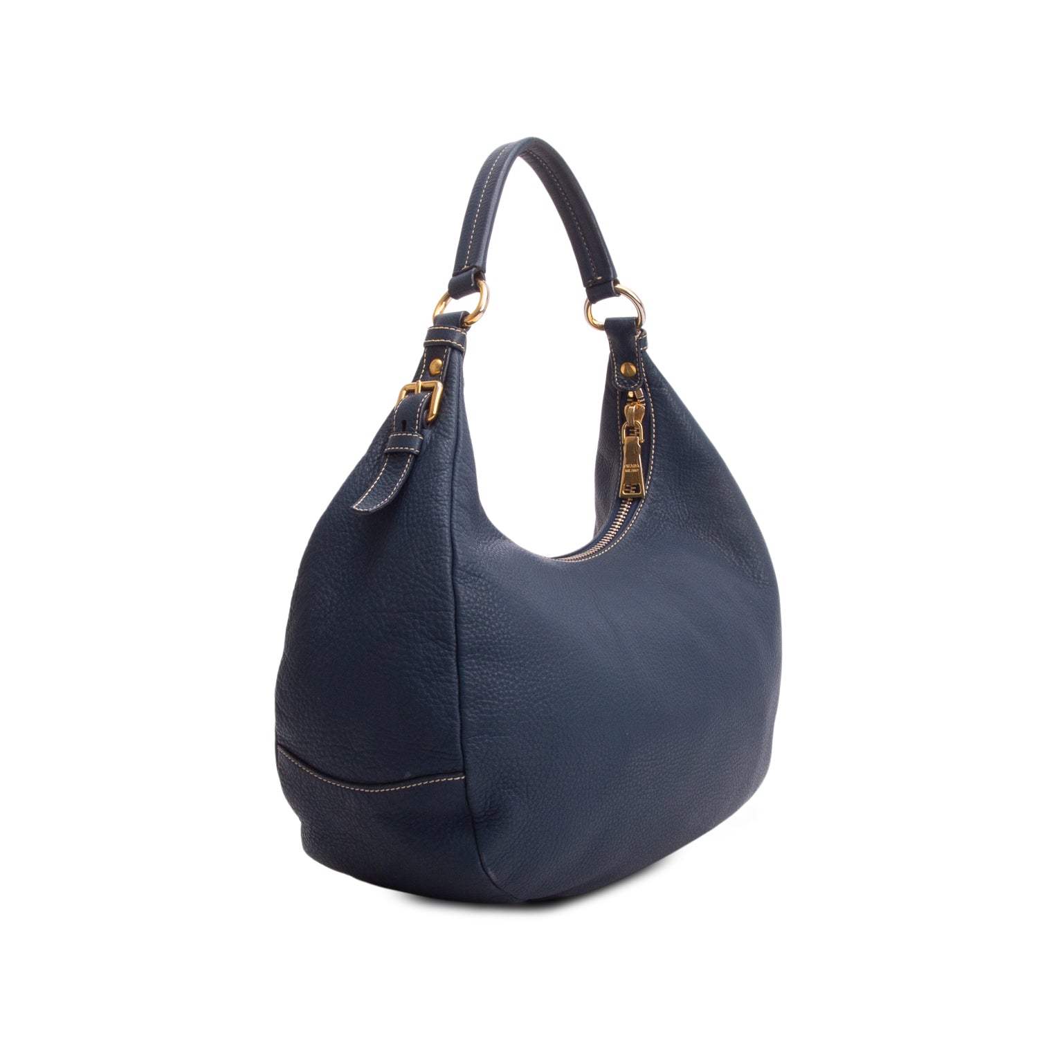 Prada Blue Vitello Phenix Hobo w/ Authenticity Card