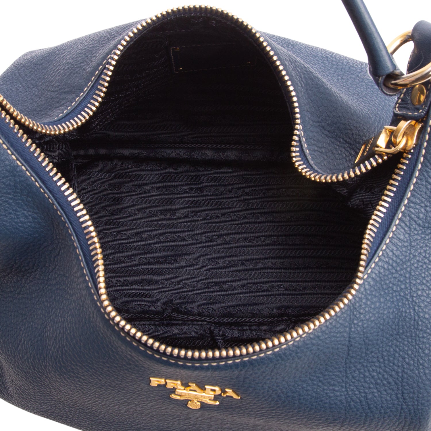 Prada Blue Vitello Phenix Hobo w/ Authenticity Card