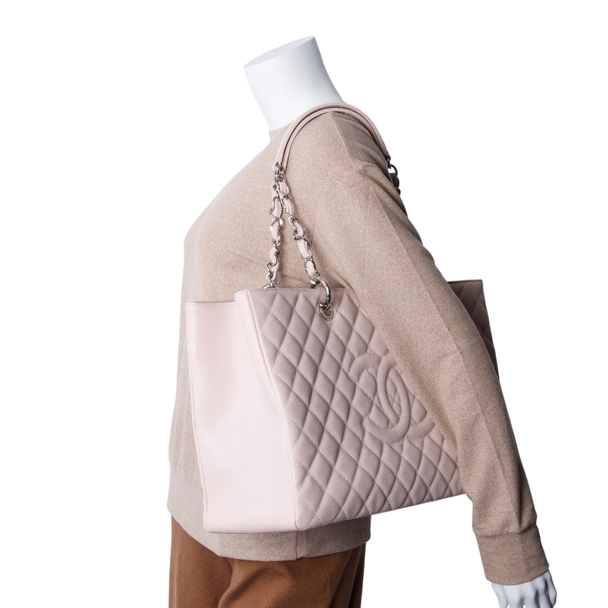 Chanel Pink Caviar Leather XL Grand Shopping Tote (GST) w/ Authenticity Card