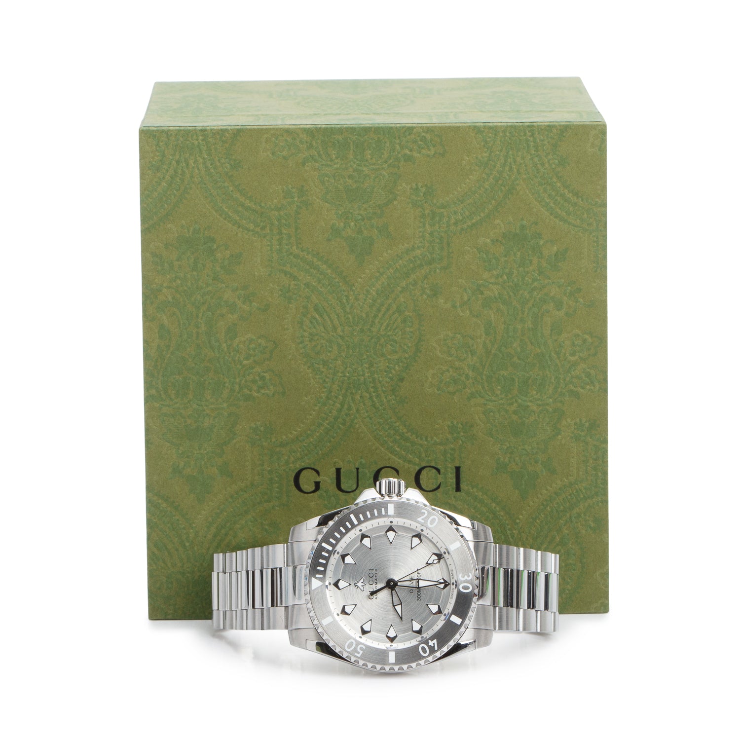 Gucci Stainless Steel Dive  40 MM Automatic Watch Silver Dial YA136354 w/ Box