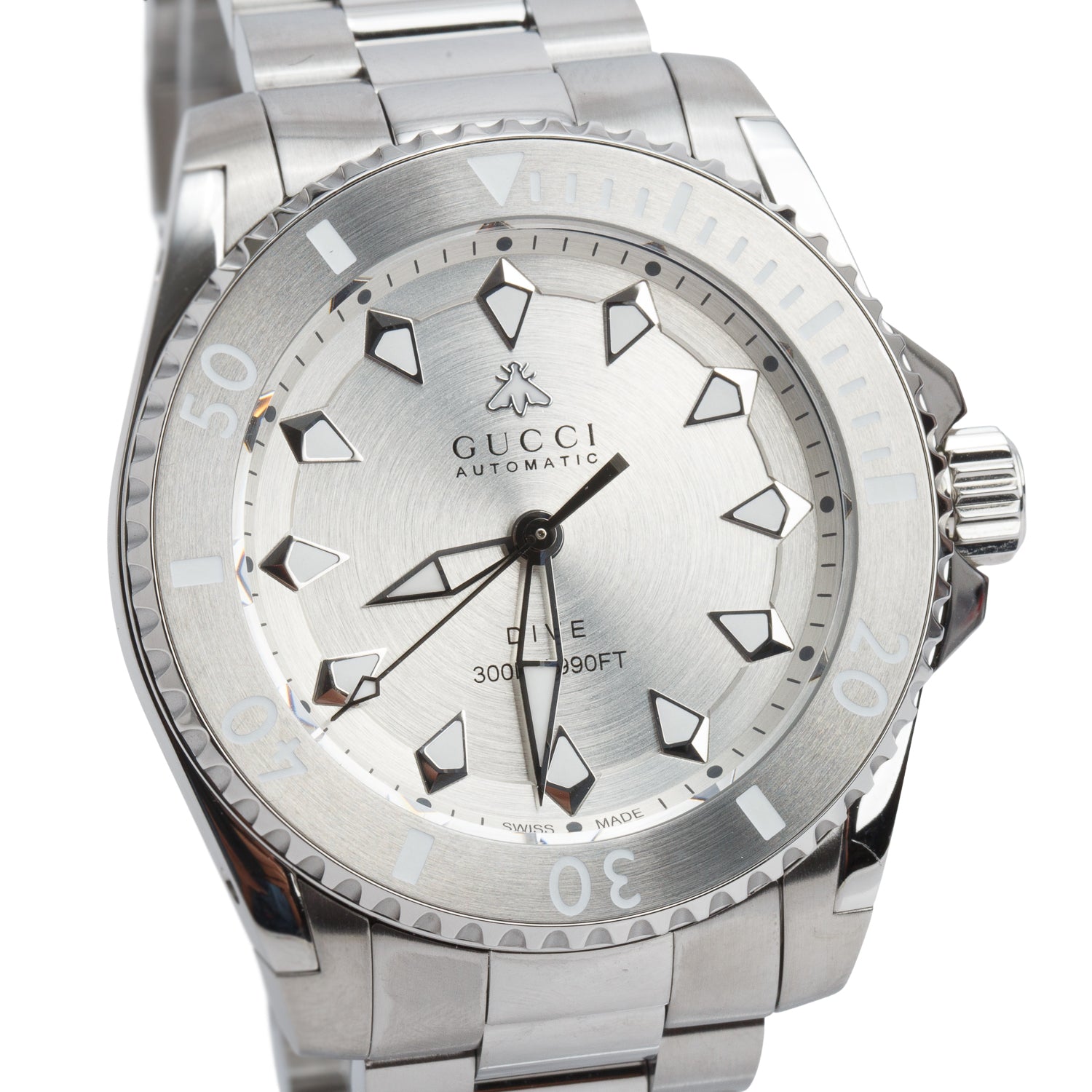 Gucci Stainless Steel Dive  40 MM Automatic Watch Silver Dial YA136354 w/ Box