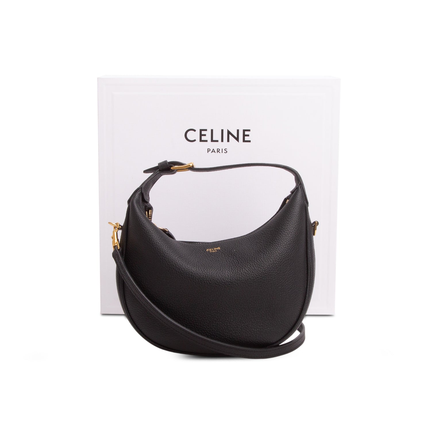 Celine 2025 Black Grained Calfskin Teen Lulu w/ Box & Strap