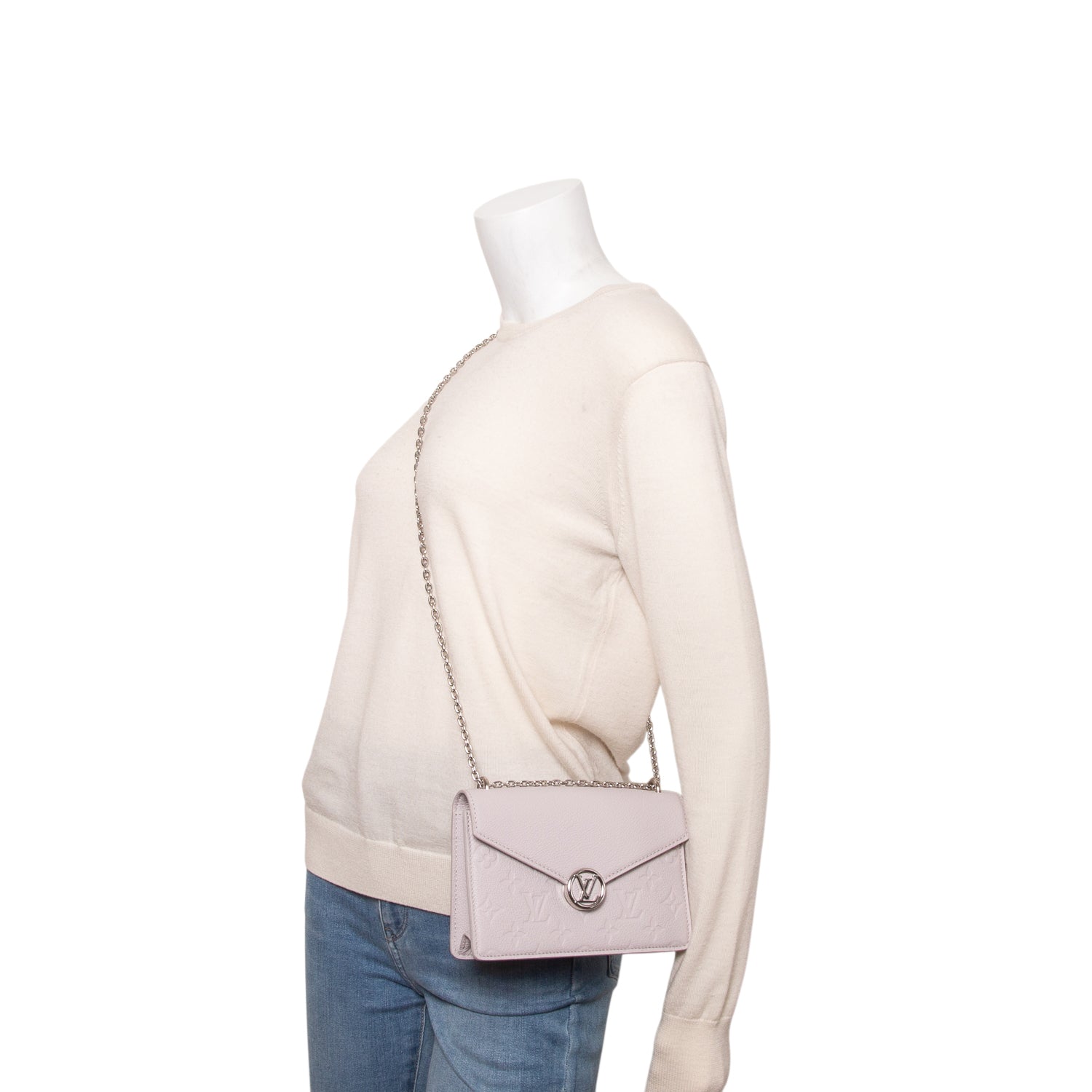 Louis Vuitton Grey Monogram Empreinte Rosy Wallet on Chain w/ Box