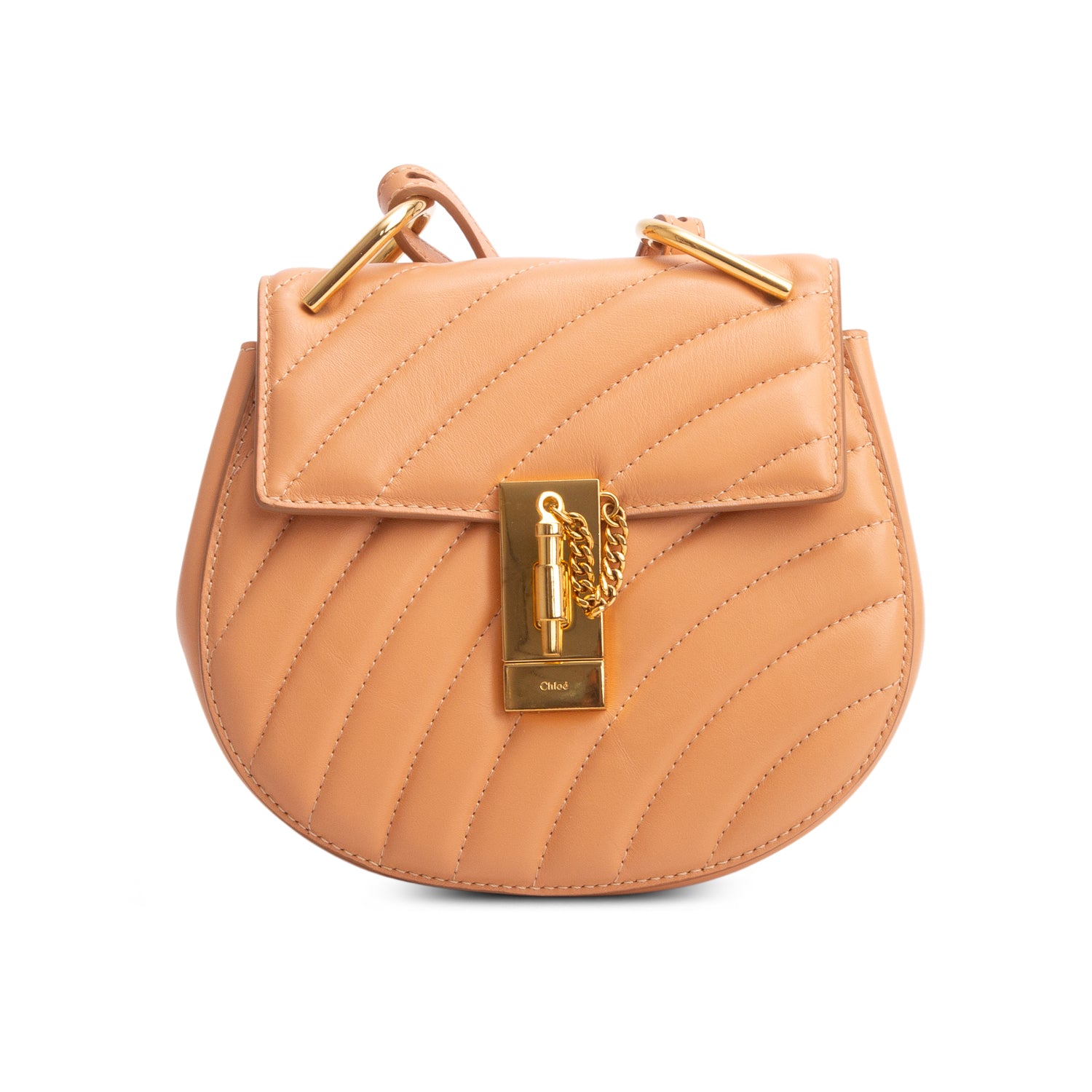 Chloe Pink Calfskin Quilted Mini Drew Bijou Shoulder Bag w/ Strap