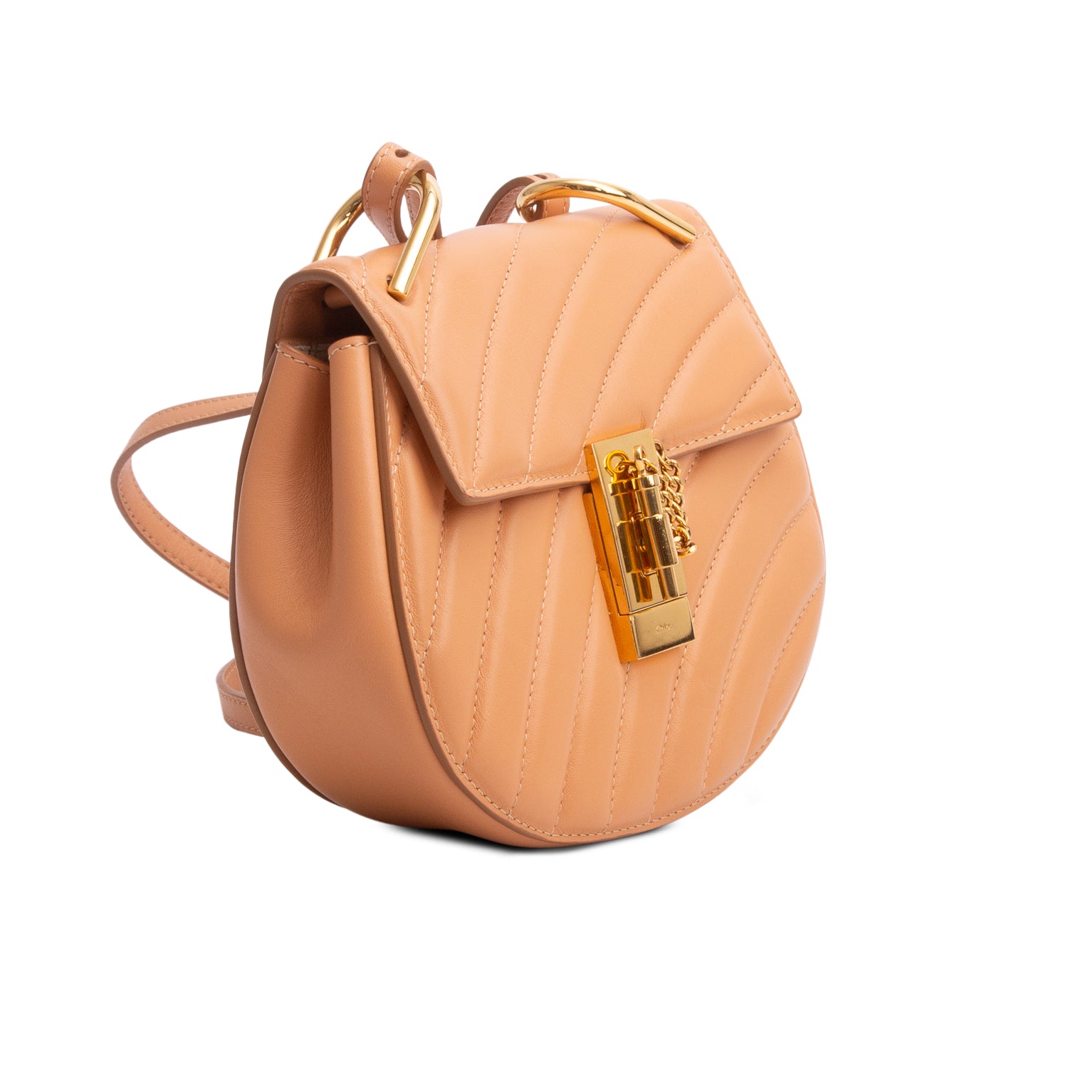 Chloe Pink Calfskin Quilted Mini Drew Bijou Shoulder Bag w/ Strap