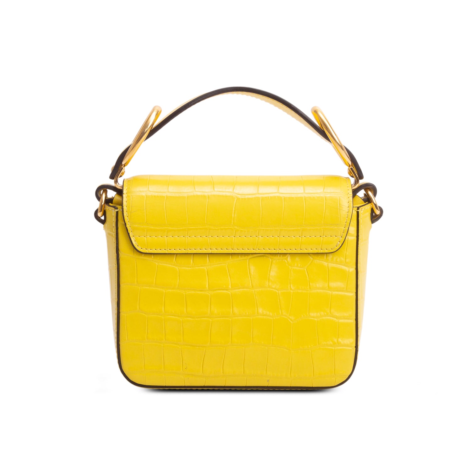 Chloe Yellow Calfskin Crocodile Embossed Mini C Bag