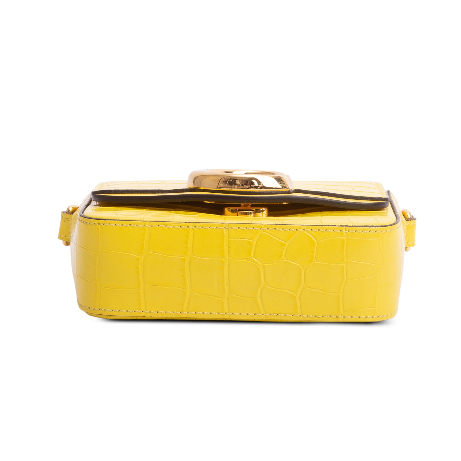 Chloe Yellow Calfskin Crocodile Embossed Mini C Bag