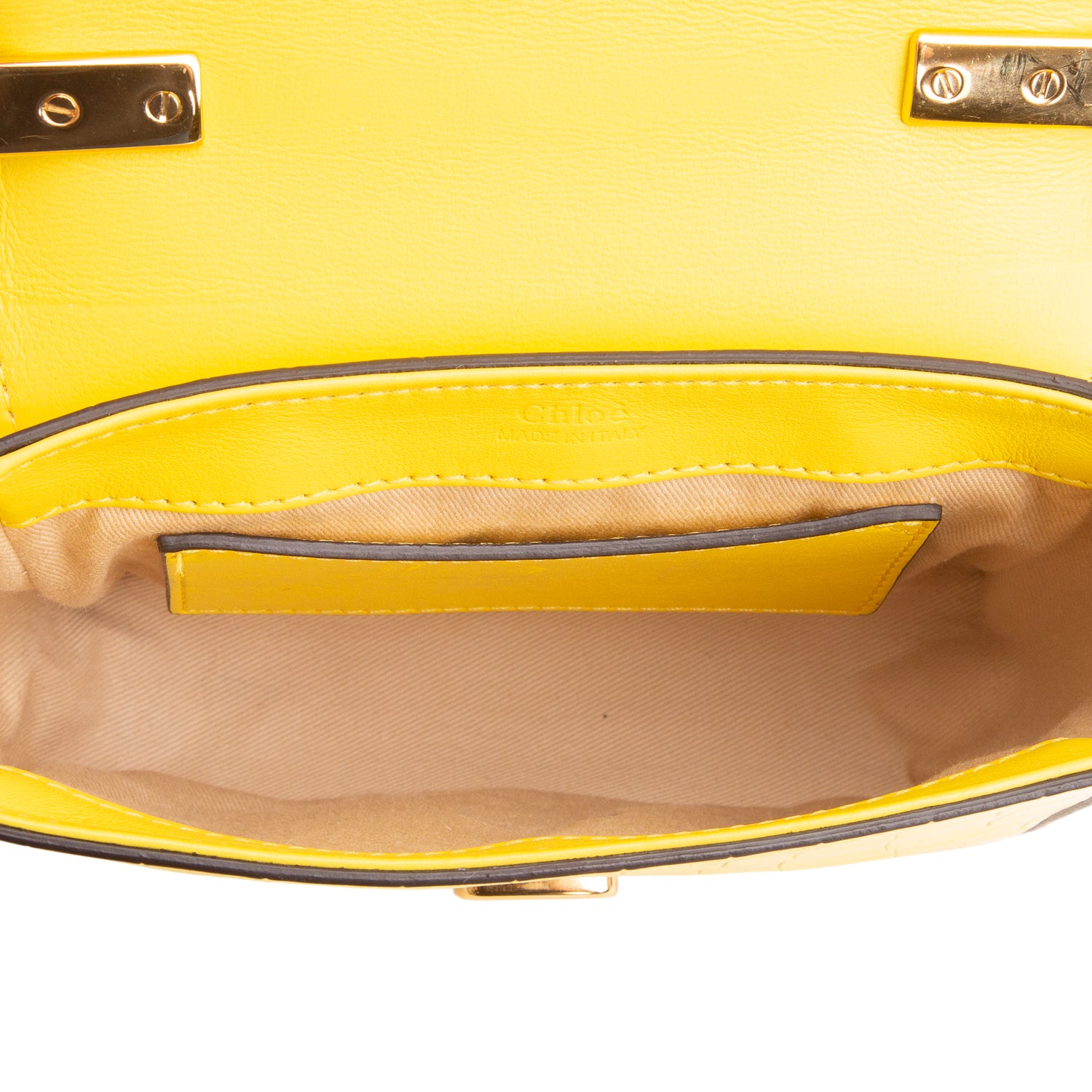 Chloe Yellow Calfskin Crocodile Embossed Mini C Bag
