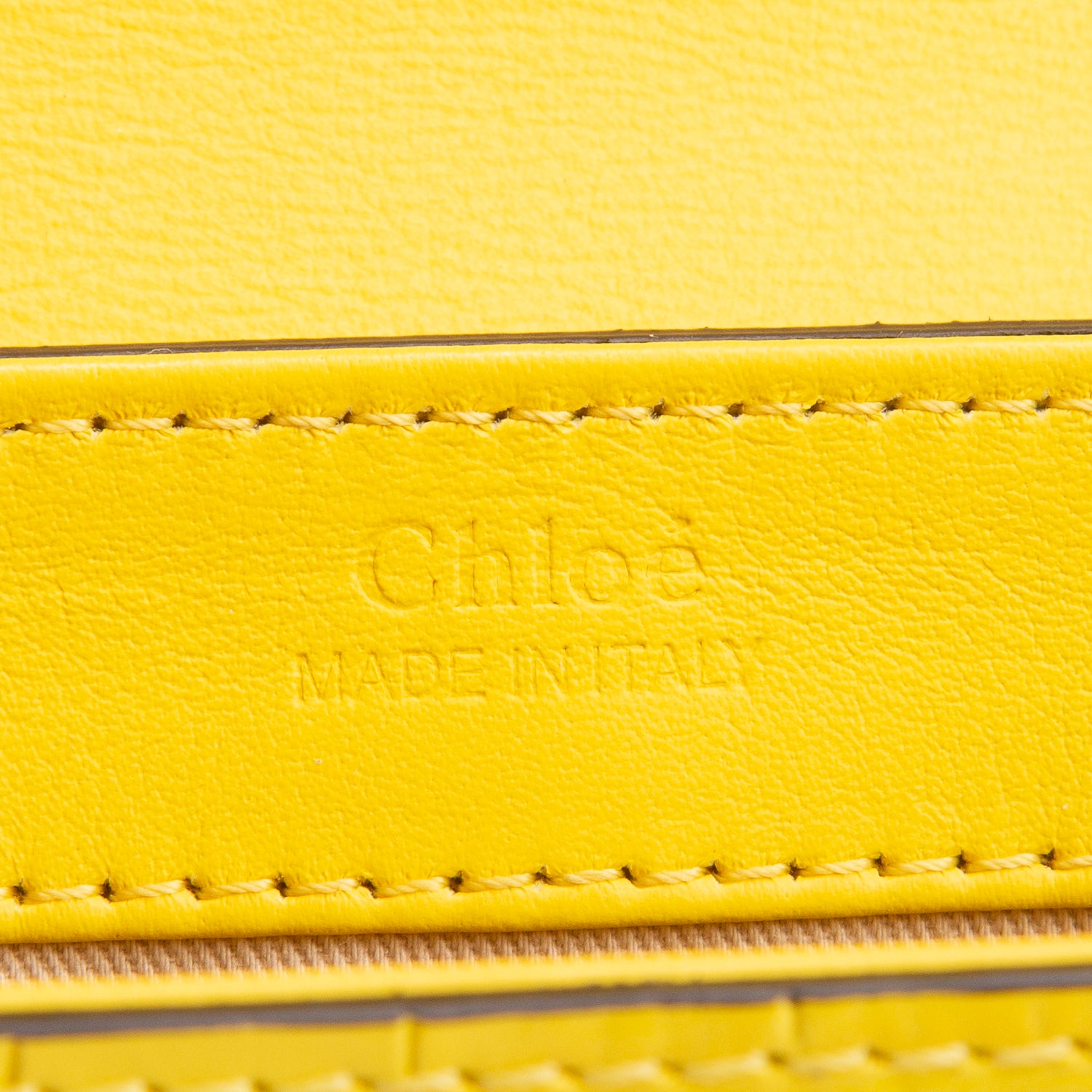 Chloe Yellow Calfskin Crocodile Embossed Mini C Bag