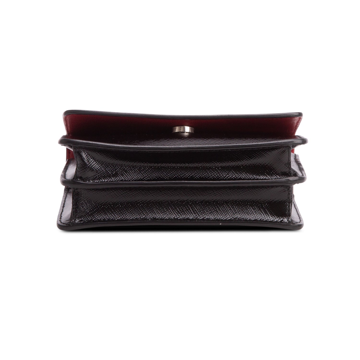 Prada Black Saffiano Vernice Metal Flap Wallet w/ Authenticity Card
