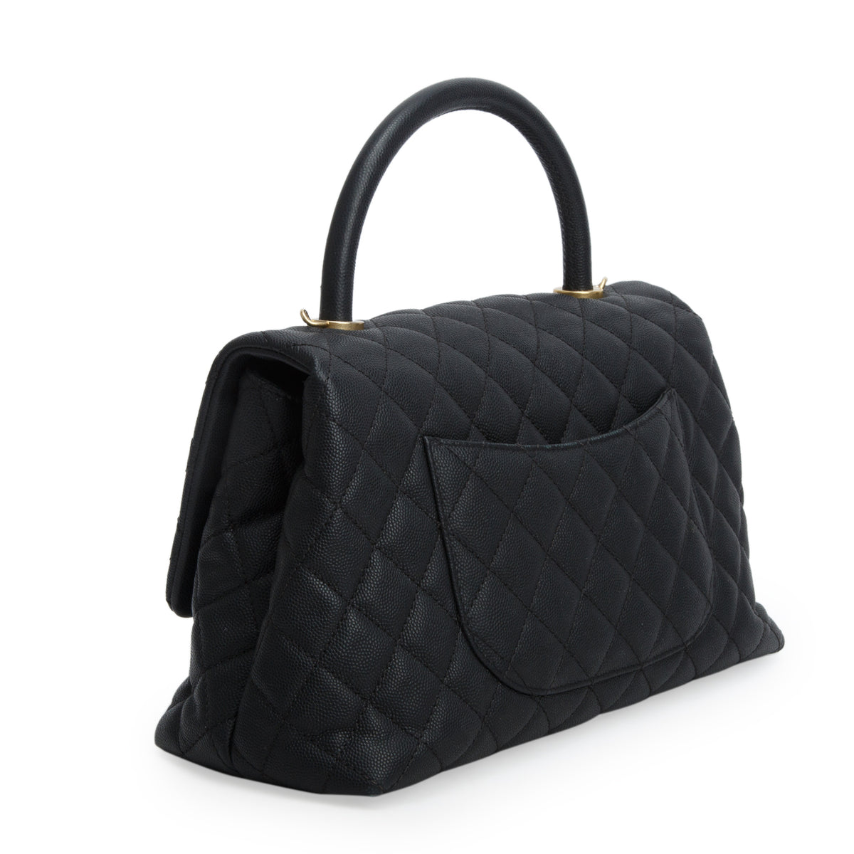 Chanel Black Caviar Quilted Small Coco Handle Flap