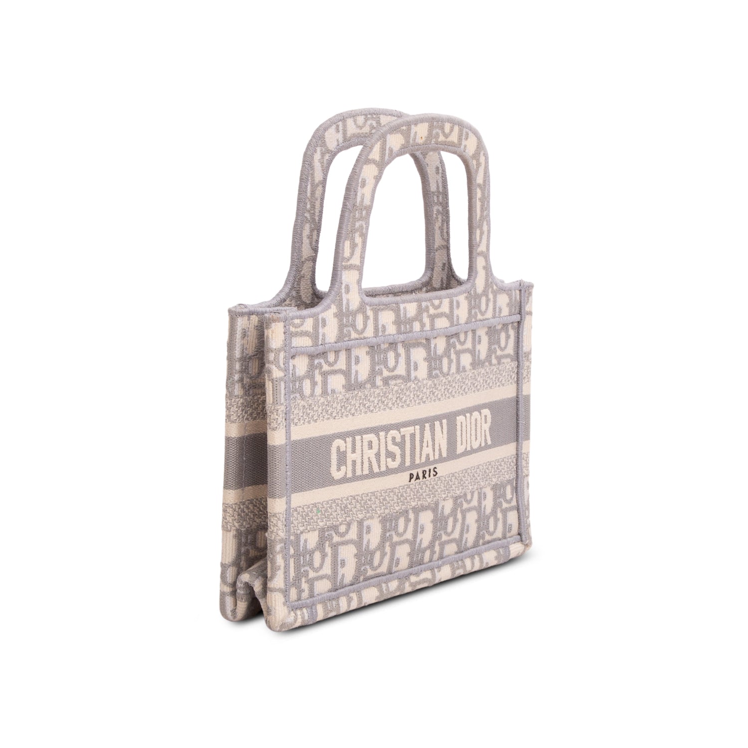 Christian Dior 2021 Grey Canvas Oblique Mini Book Tote w/ Box