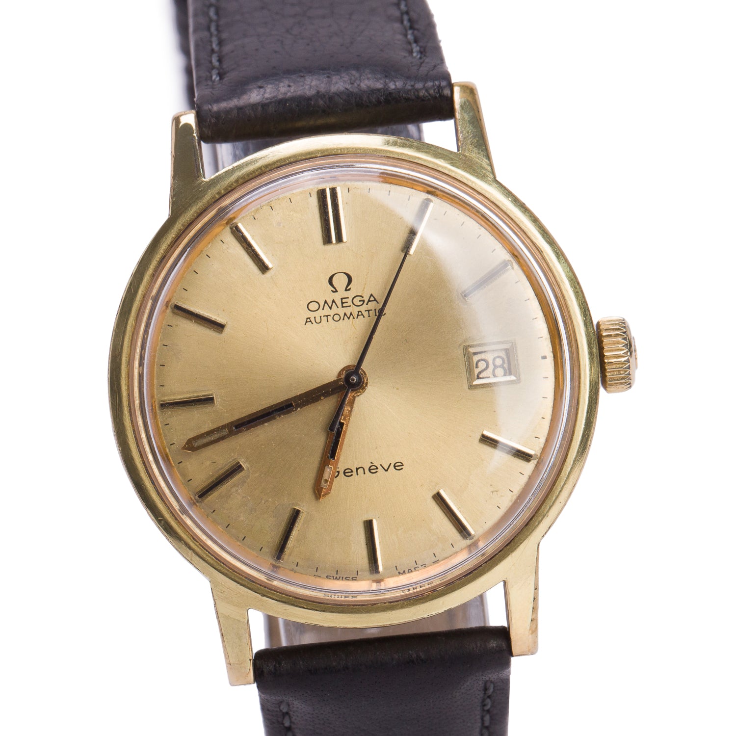 Omega Vintage Gold-Plated Stainless Steel Geneve 35 MM Automatic Watch Gold Dial