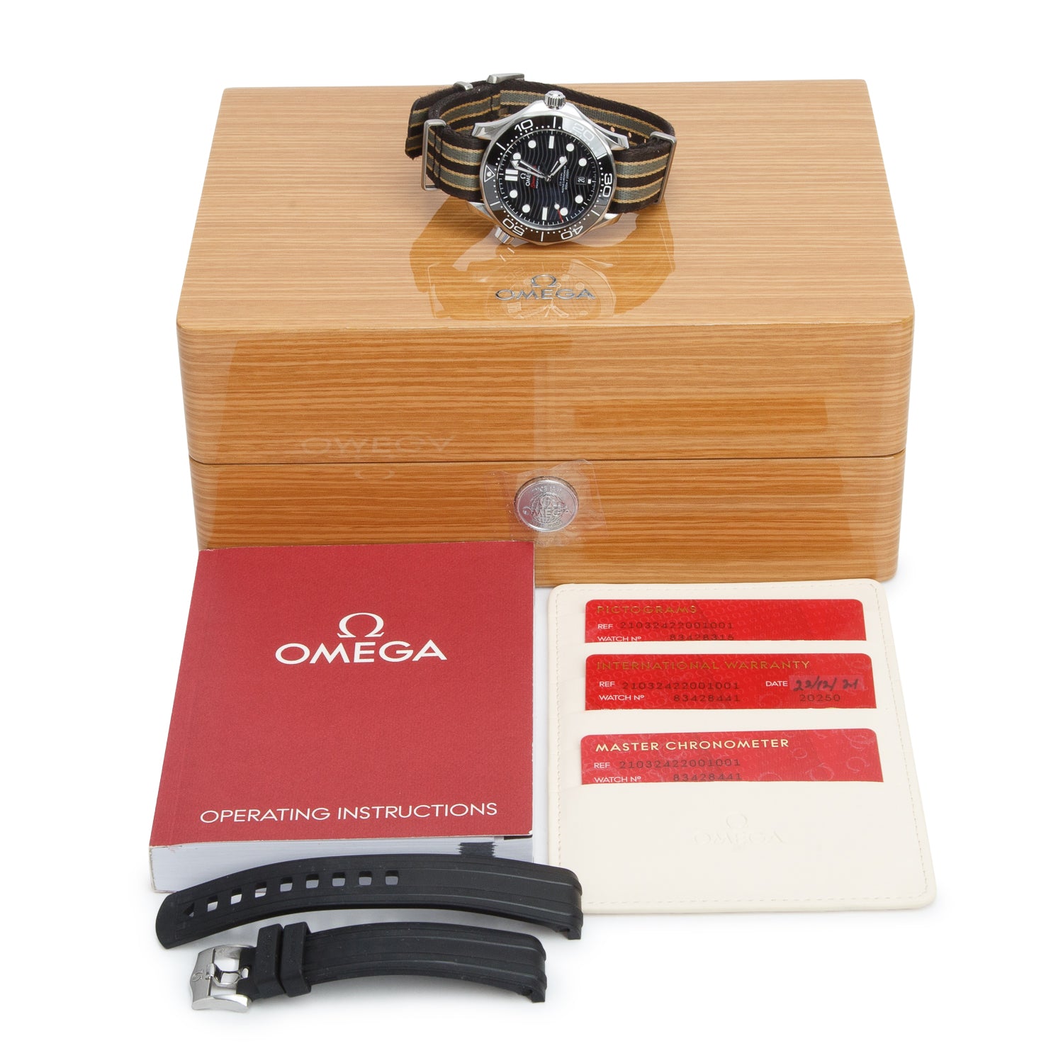 Omega Stainless Steel Seamaster Diver 300M Co-Axial Master Chronometer 42 MM Automatic Watch Black Dial w/ Box, Papers & Extra Strap