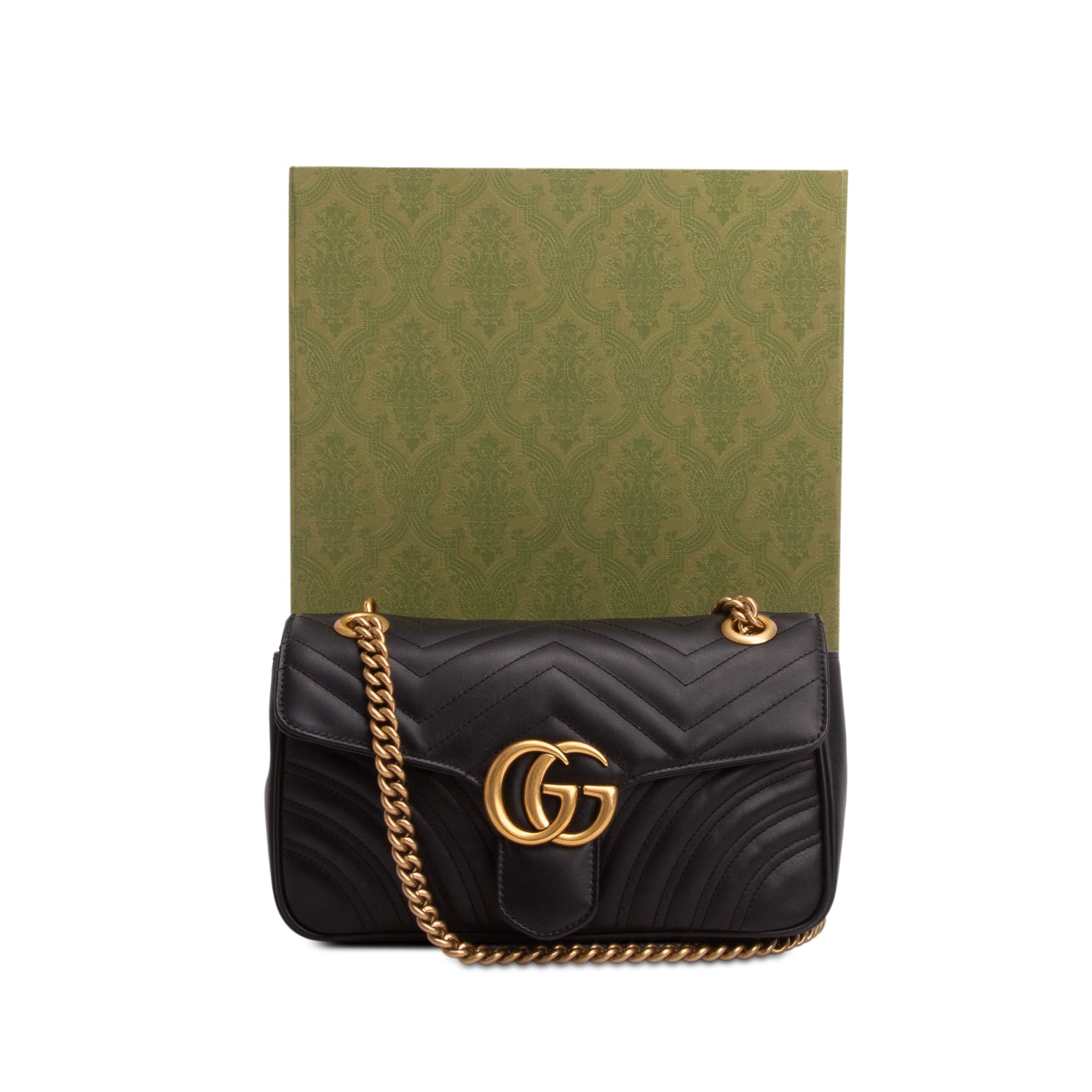 Gucci Black GG Marmont Matelasse Medium Shoulder Bag w/ Box