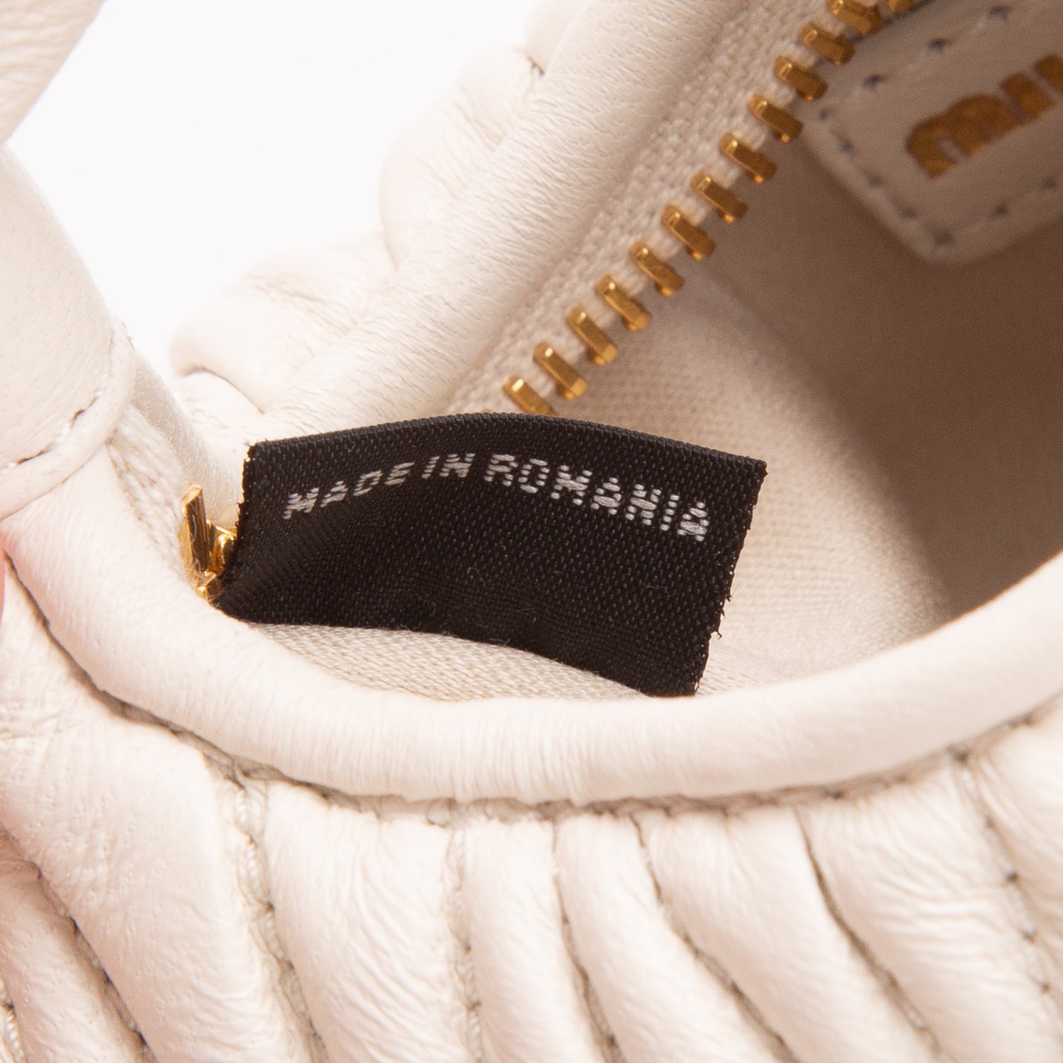 Miu Miu Cream Nappa Matelasse Micro Wander Hobo w/ Strap