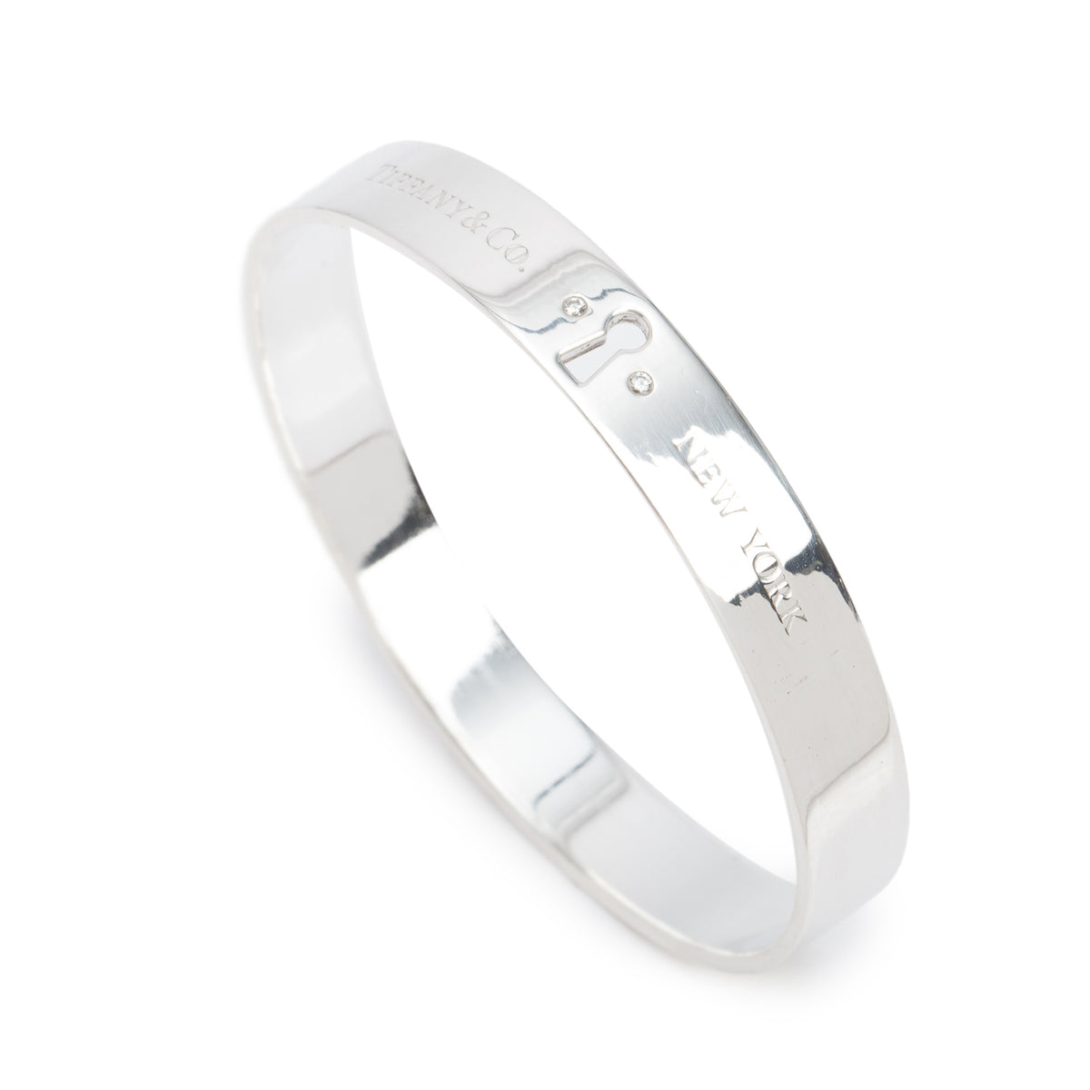 Tiffany & Co. Sterling Silver Diamond Locks Bangle