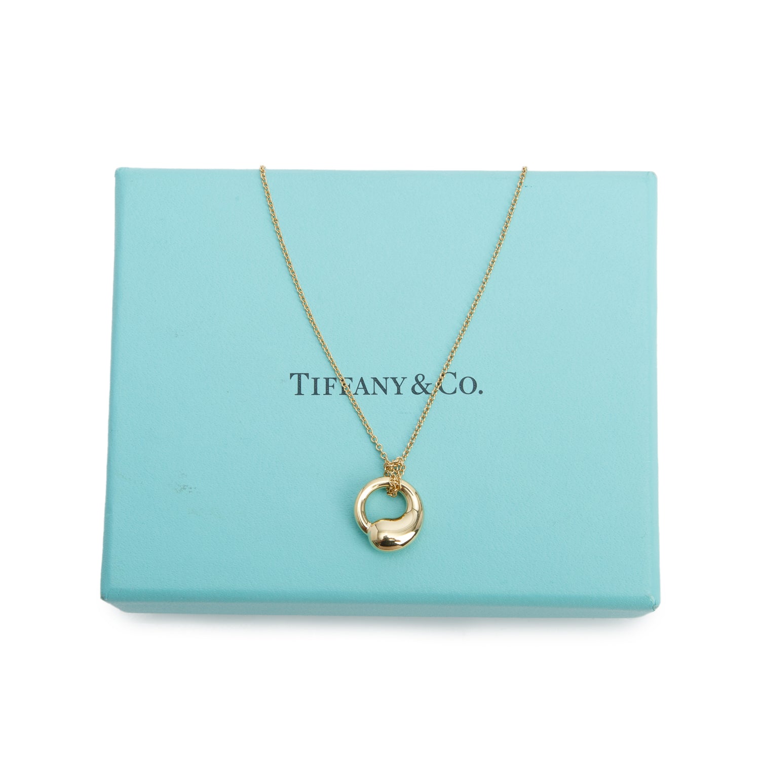 Tiffany & Co. Elsa Peretti 18k Yellow Gold 12MM Eternal Circle Pendant Necklace w/ Box