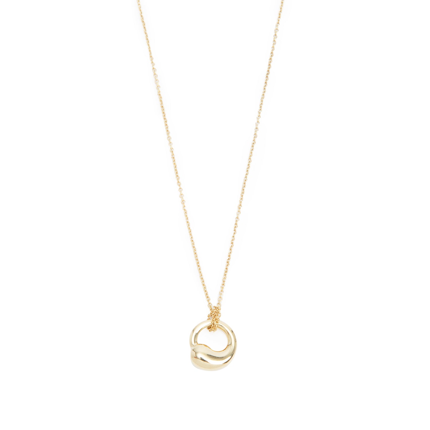 Tiffany & Co. Elsa Peretti 18k Yellow Gold 12MM Eternal Circle Pendant Necklace w/ Box