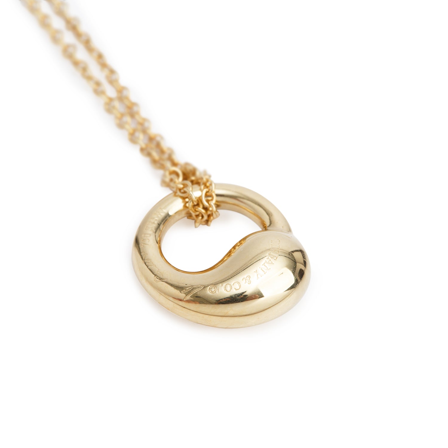 Tiffany & Co. Elsa Peretti 18k Yellow Gold 12MM Eternal Circle Pendant Necklace w/ Box