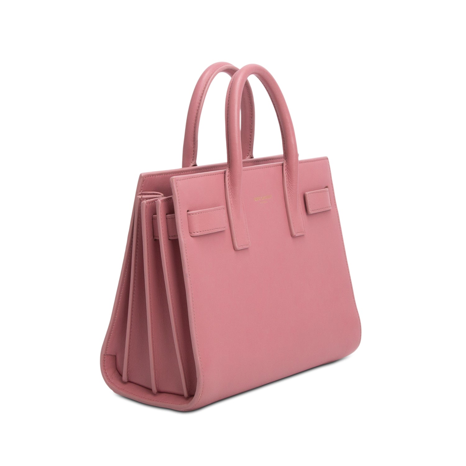 Saint Laurent Pink Smooth Calfskin Leather Nano Sac De Jour w/ Strap