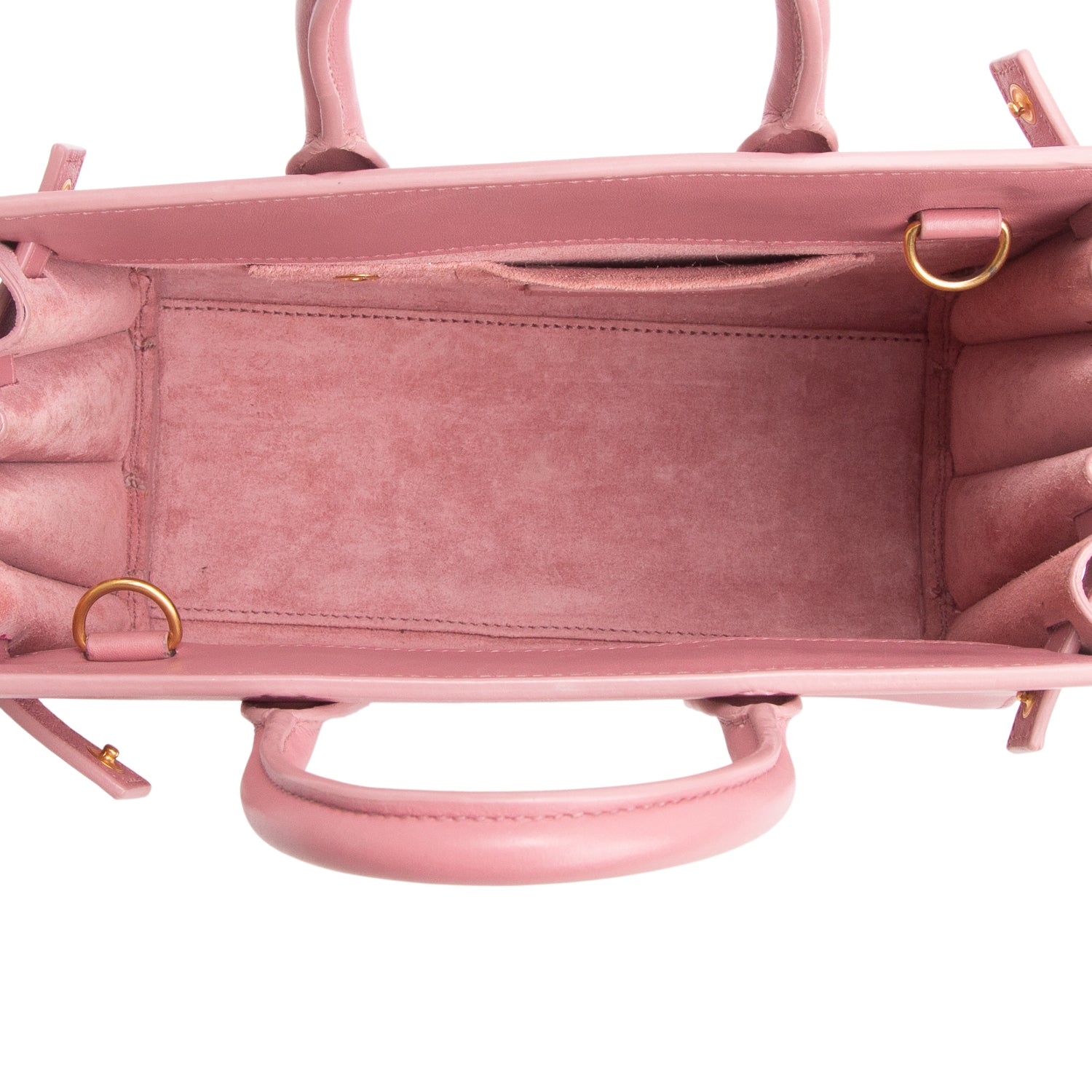 Saint Laurent Pink Smooth Calfskin Leather Nano Sac De Jour w/ Strap